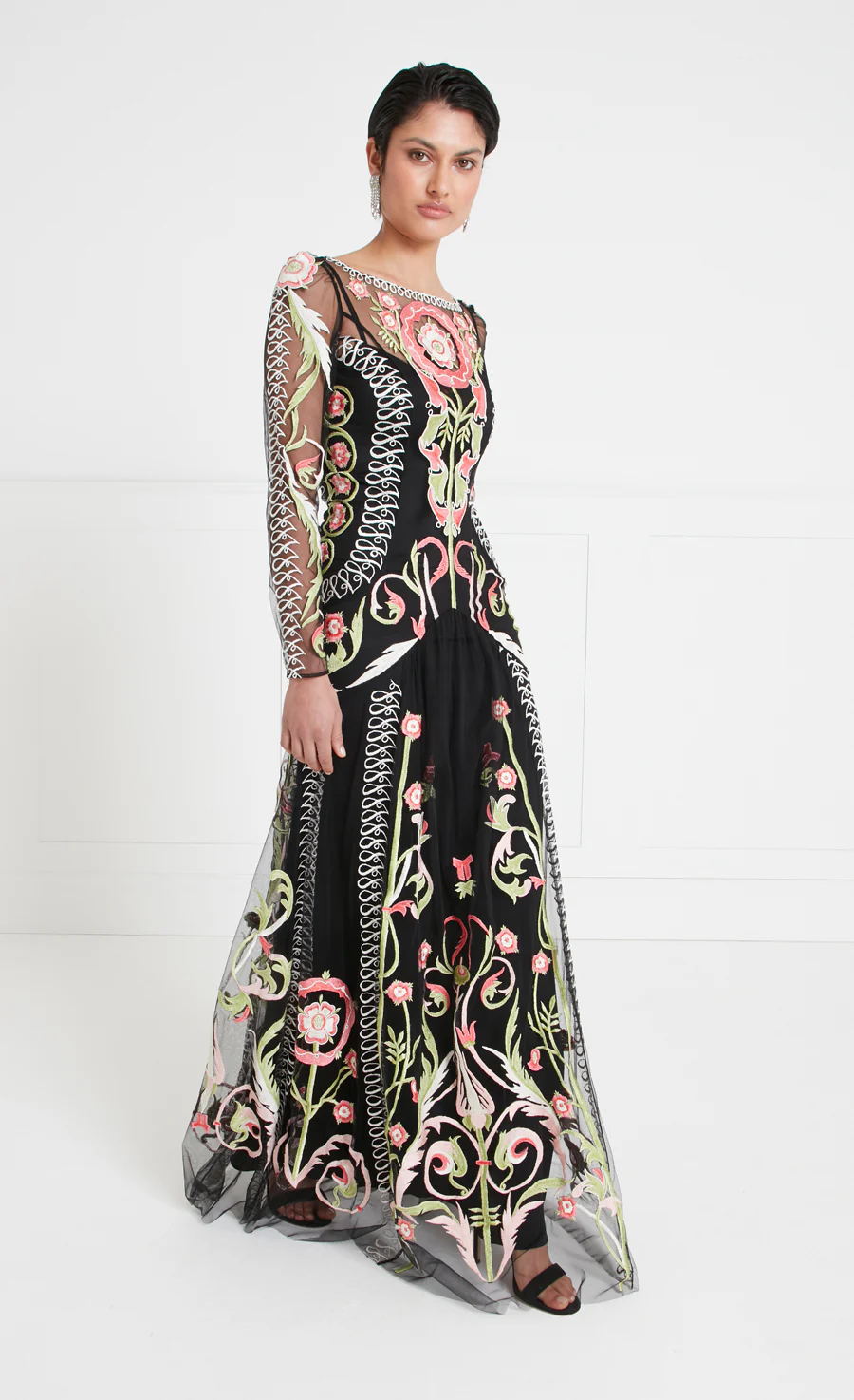 Alessia Sleeved Dress - Black - Image 3