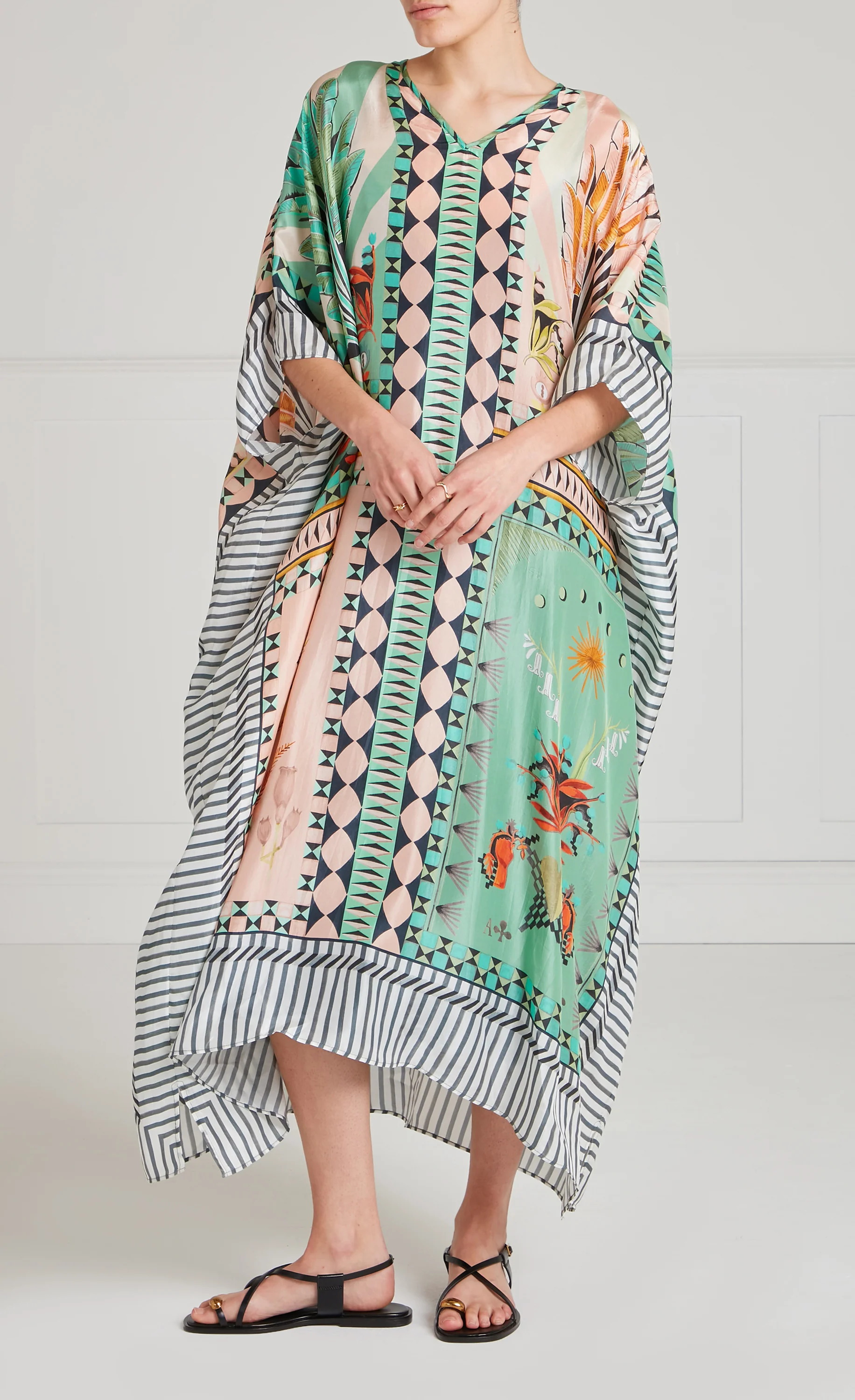 Amber V-Neck Kaftan - Bellini Mix - Image 3