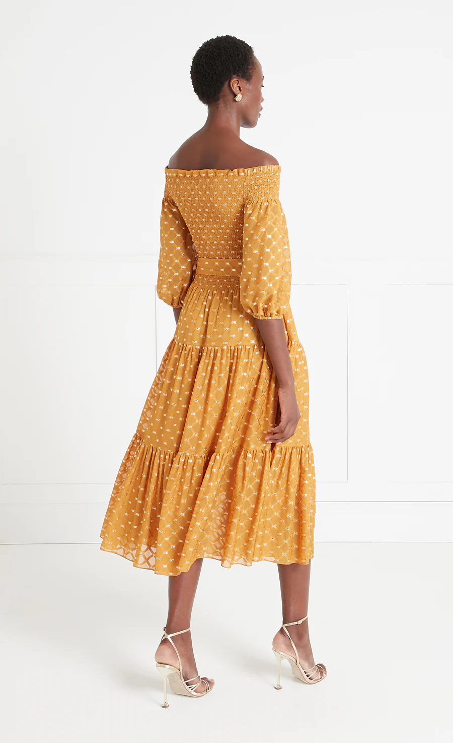 Angelico Off-Shoulder Dress - Amber Gold - Image 4