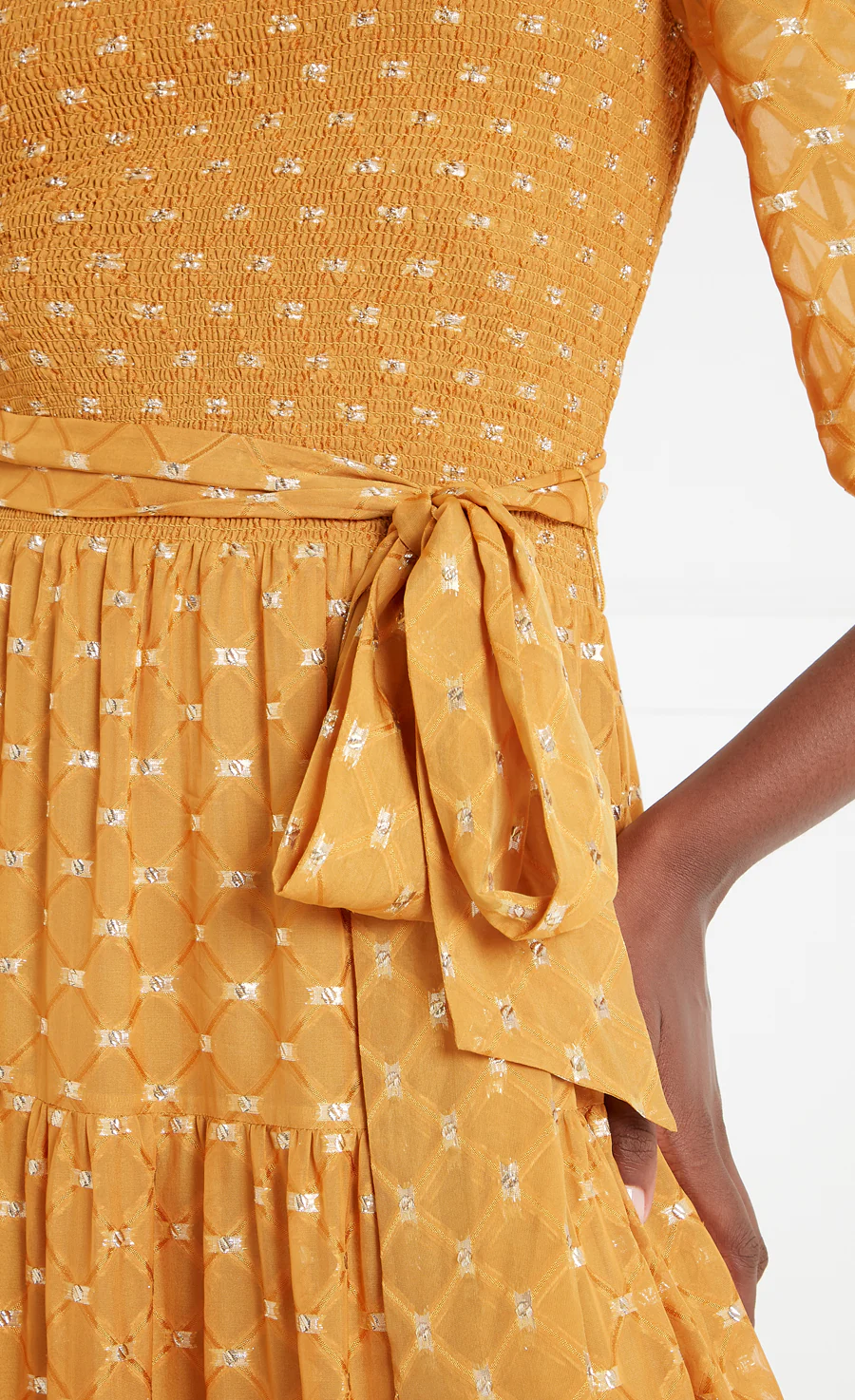 Angelico Off-Shoulder Dress - Amber Gold - Image 6