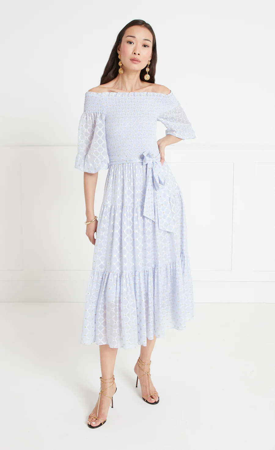 Angelico Off Shoulder Dress - Halogen Blue - Image 2