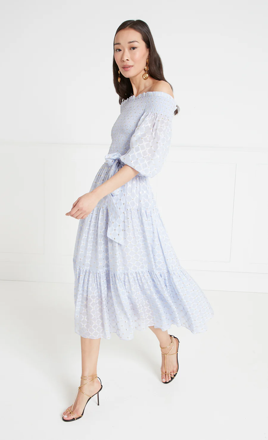 Angelico Off Shoulder Dress - Halogen Blue - Image 3