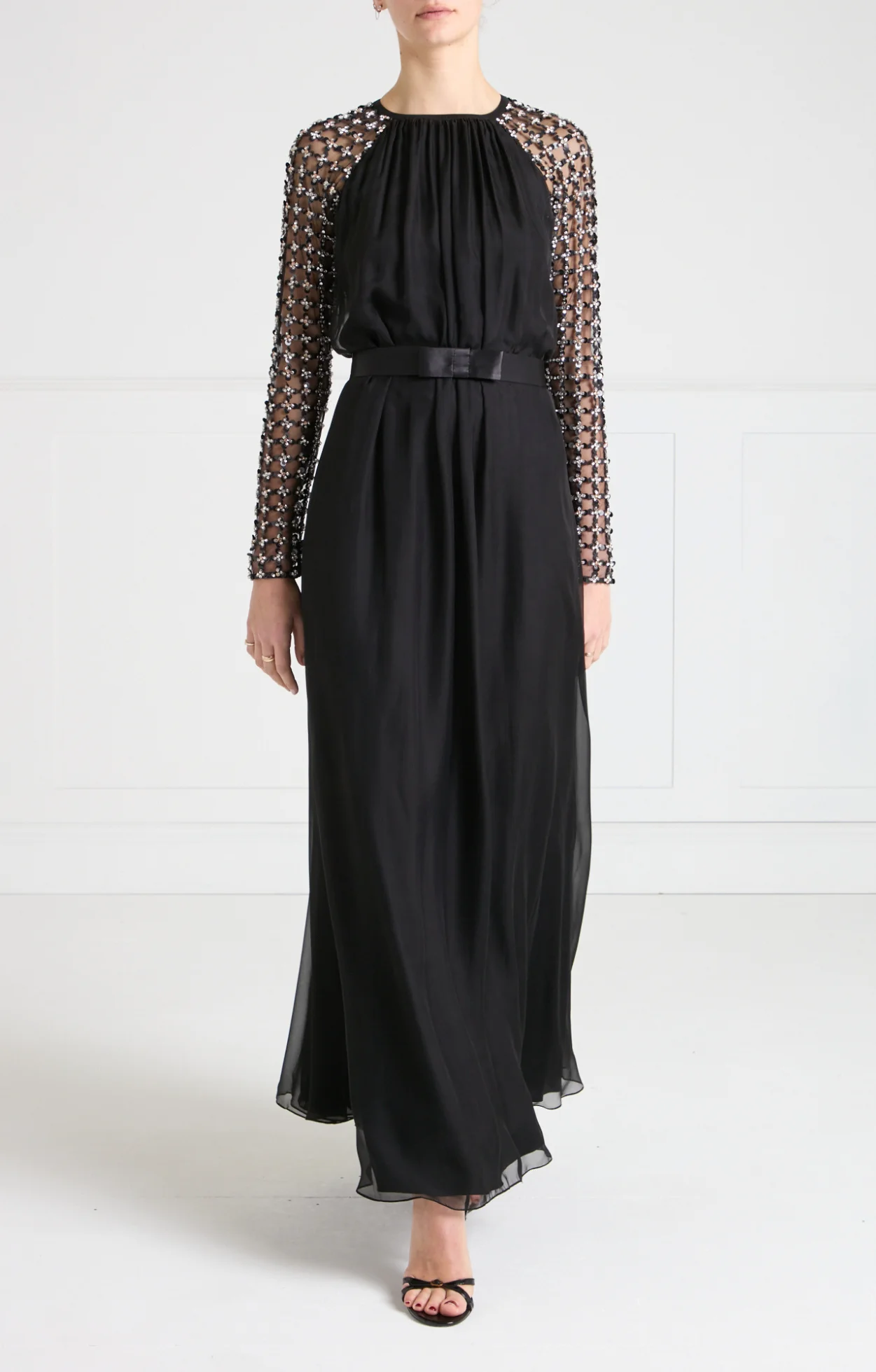 Angelli Lattice Long Dress - Black - Image 2