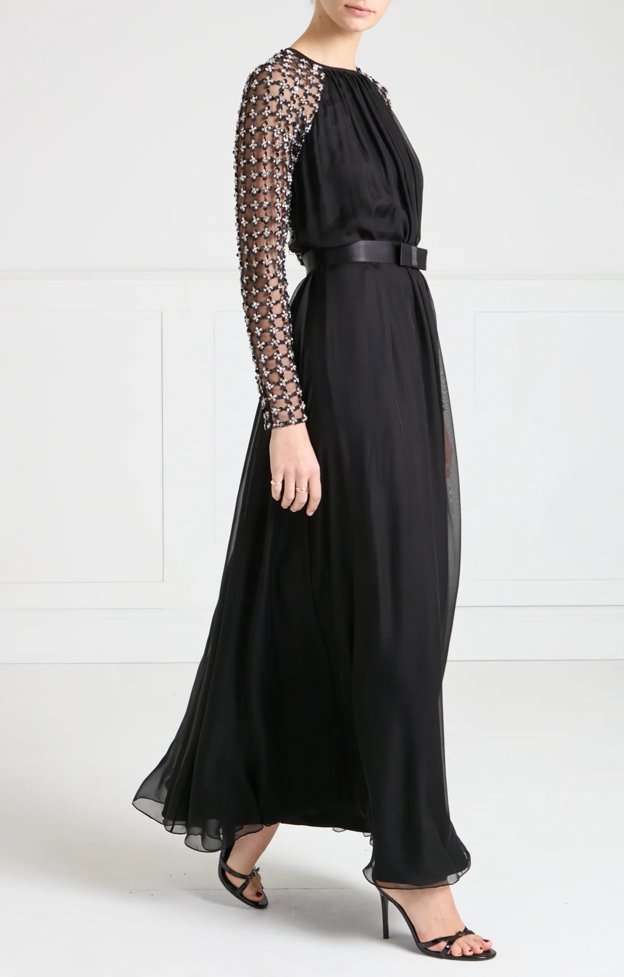 Angelli Lattice Long Dress - Black - Image 5