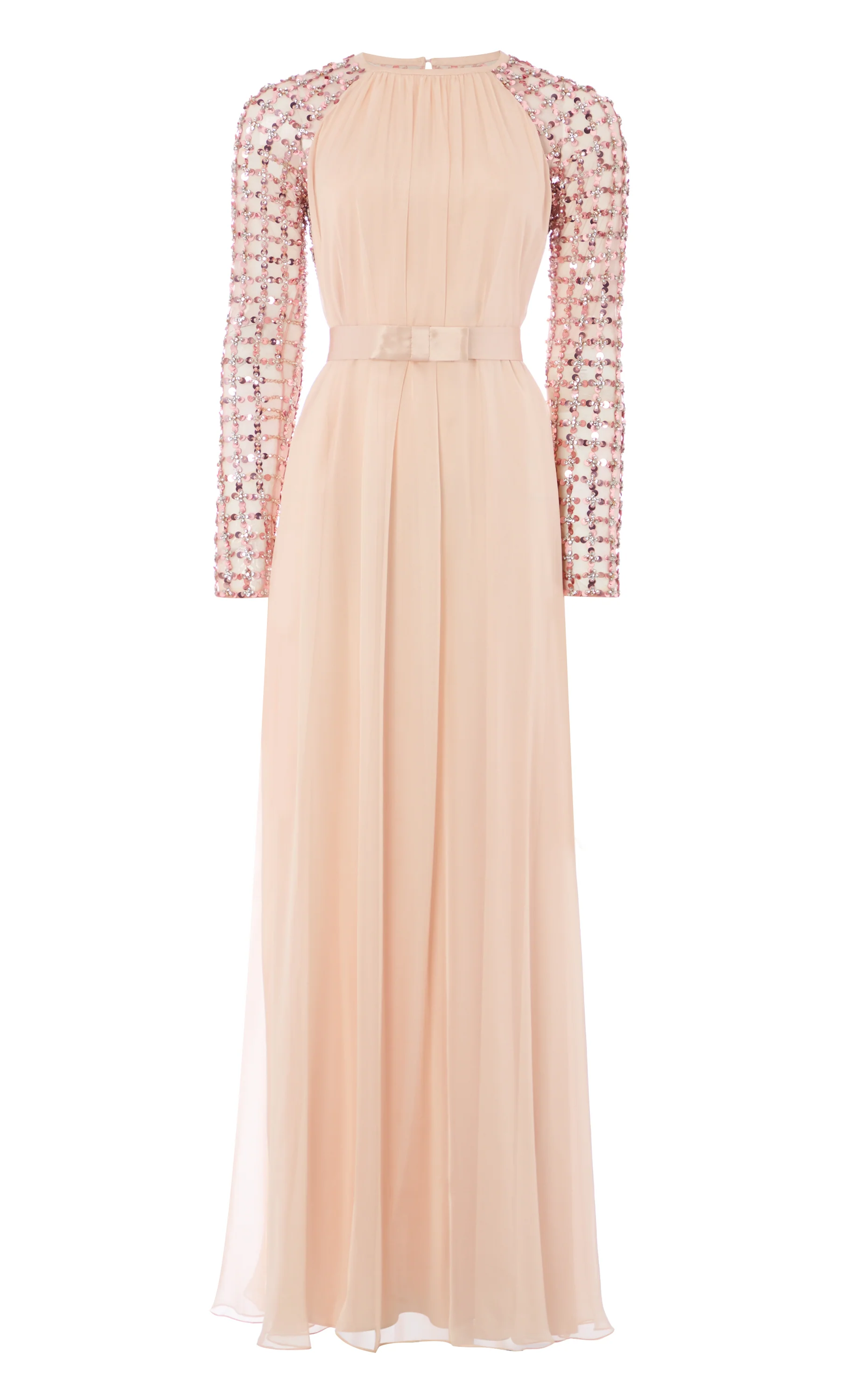 Angelli Lattice Long Dress - Rosewater