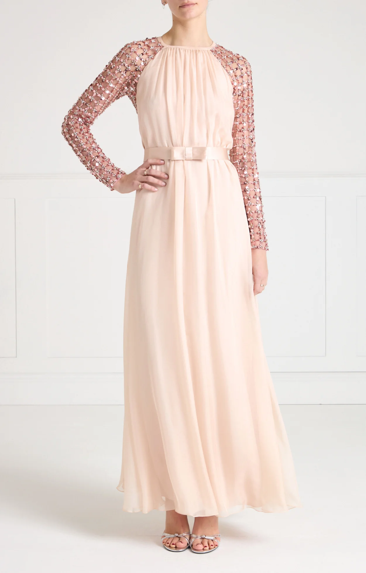 Angelli Lattice Long Dress - Rosewater - Image 2