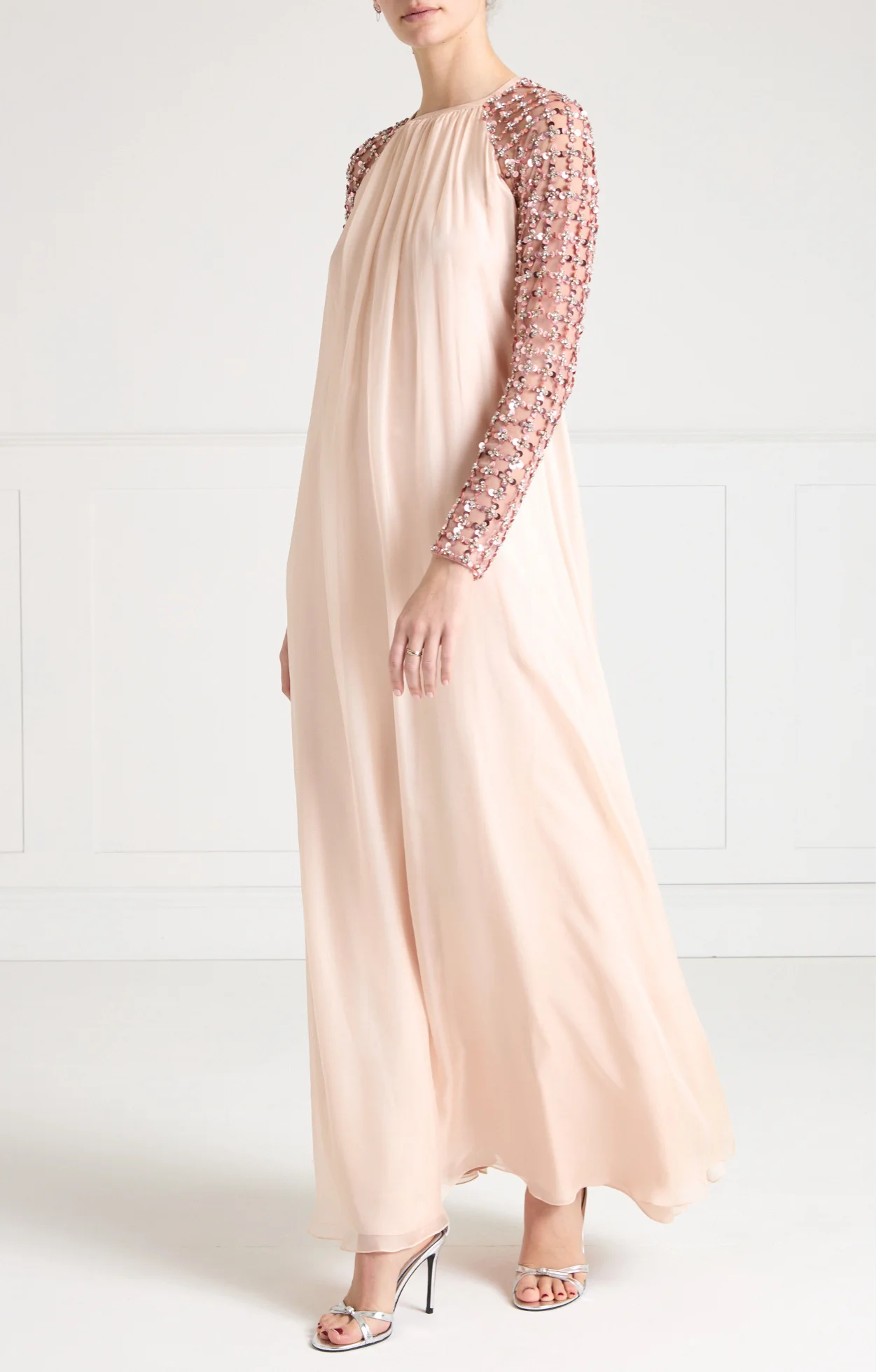 Angelli Lattice Long Dress - Rosewater - Image 8