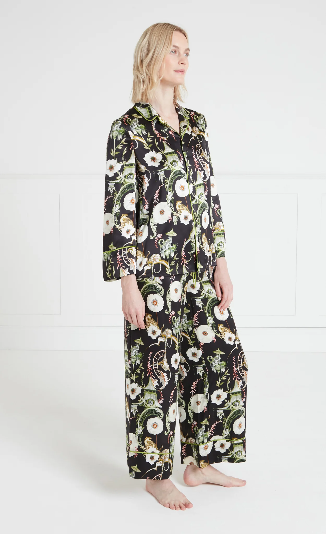 Aphrodite Long Pyjama Bottoms - Black & Dark Euphoria - Image 3