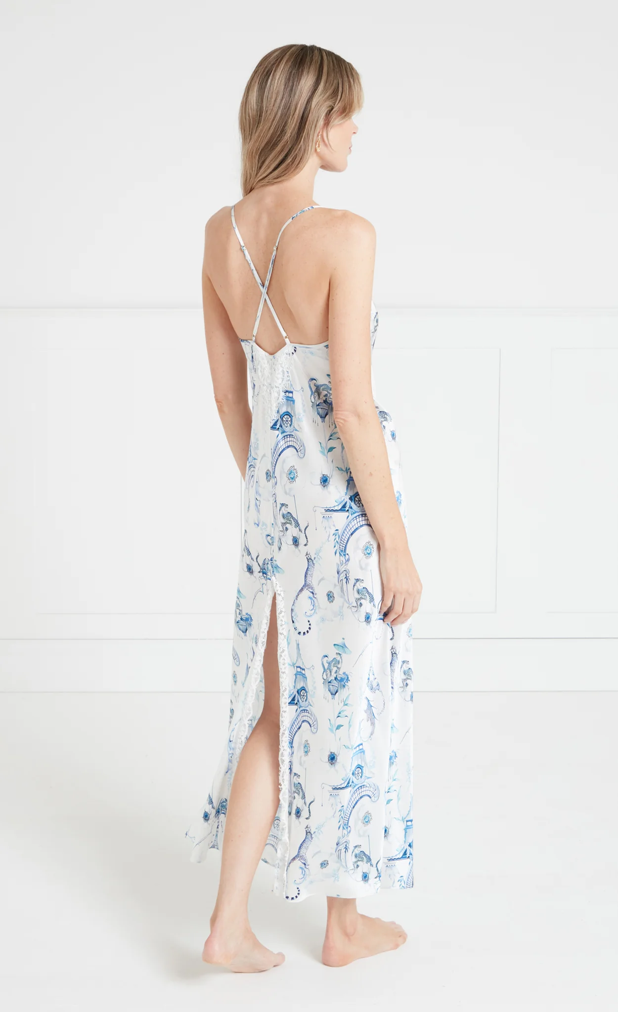 Aphrodite Slip Dress - White & Blue Euphoria - Image 4