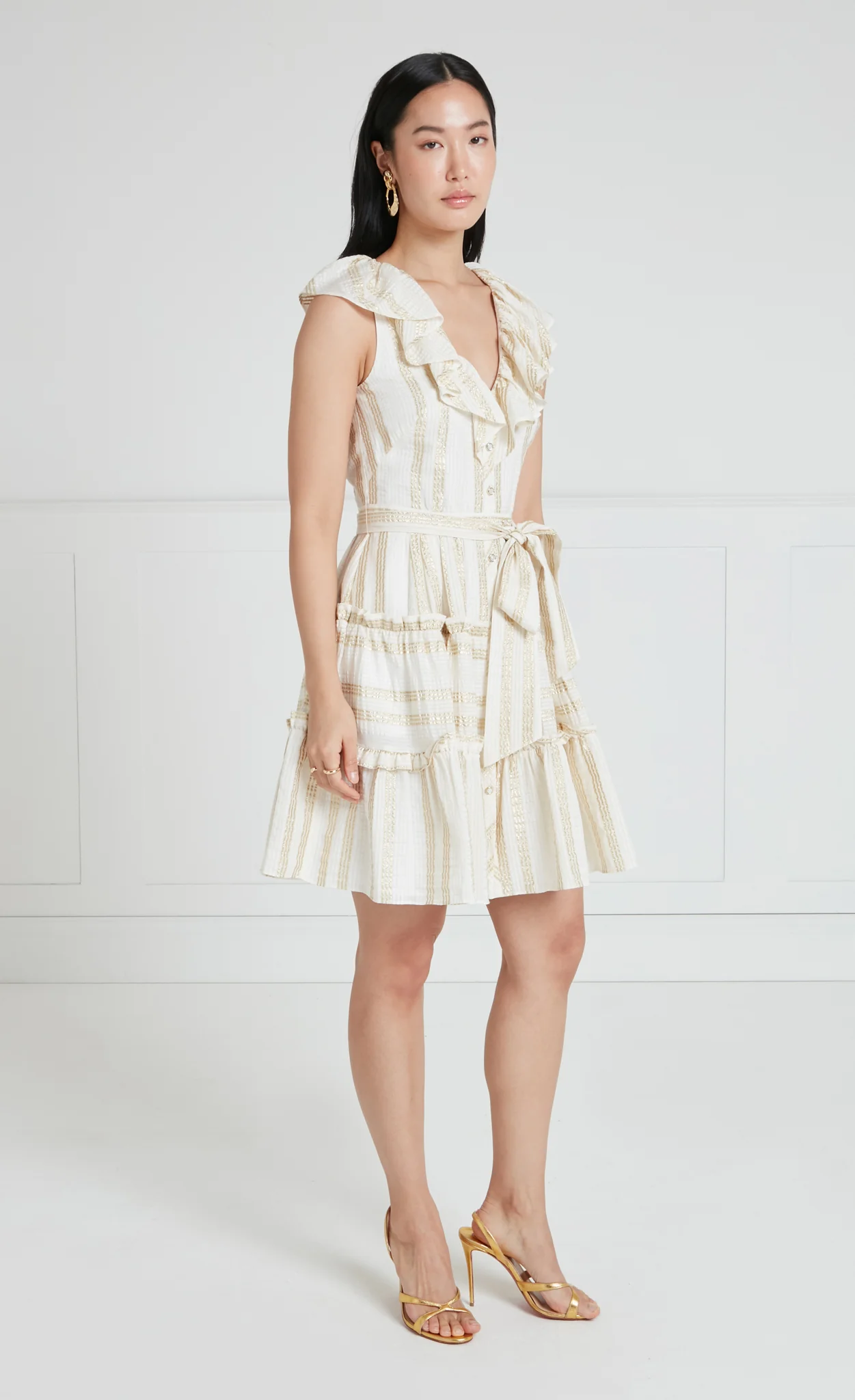 Benoto Mini Dress - Cream & Gold - Image 3