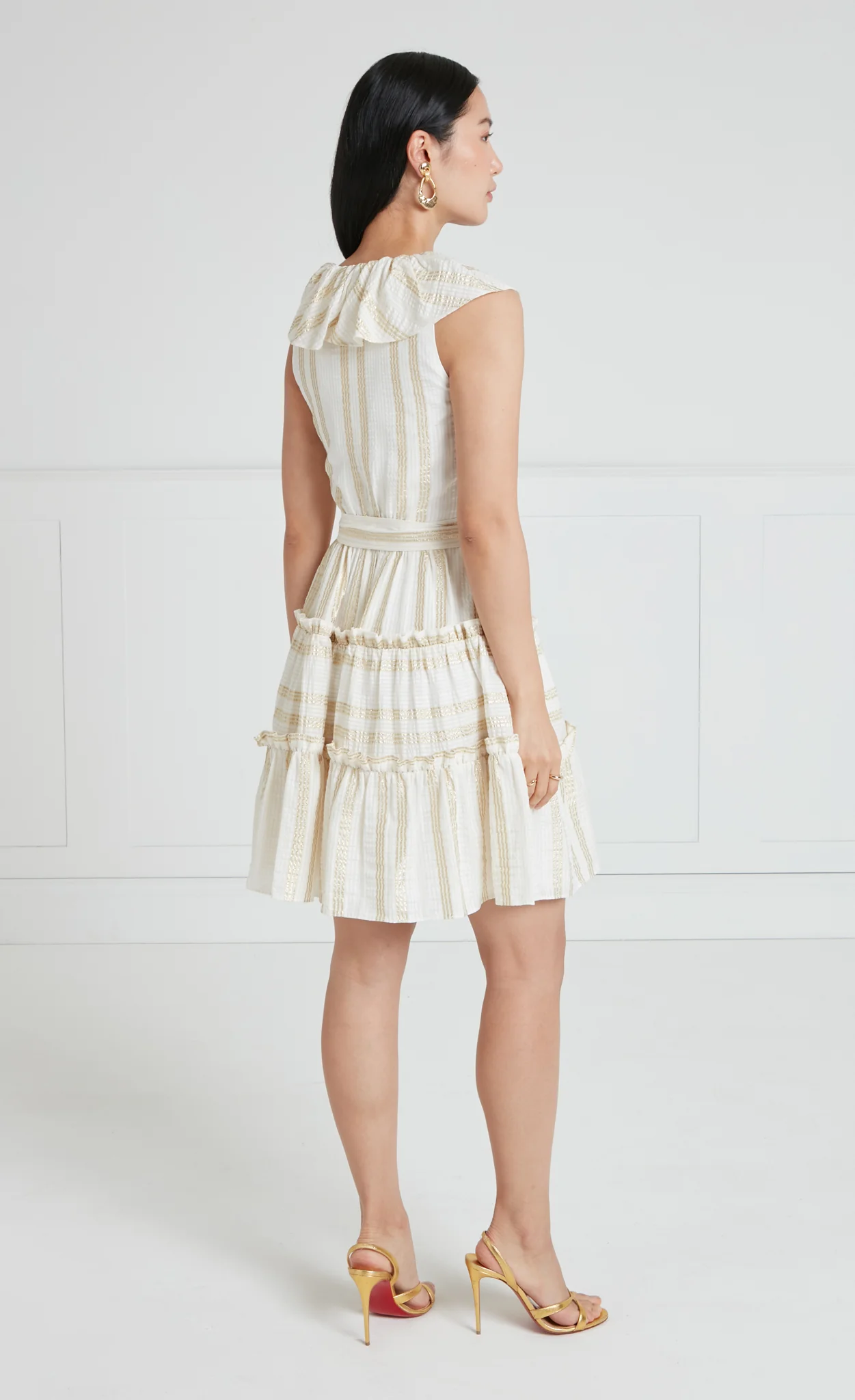 Benoto Mini Dress - Cream & Gold - Image 4
