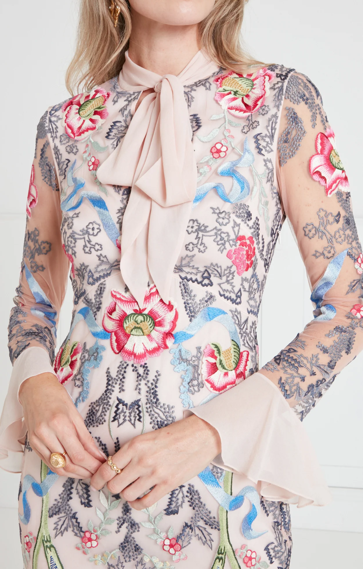 Bilbao Tie Dress - Rosewater - Image 5