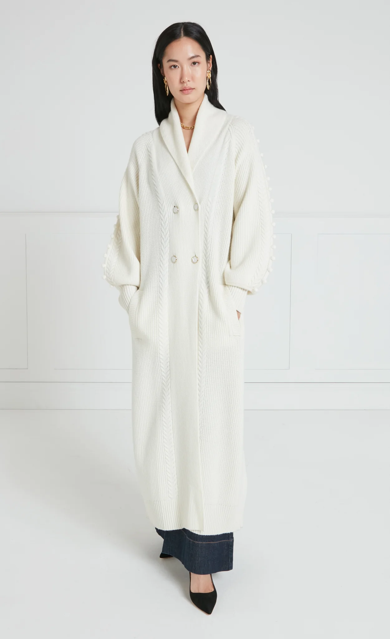 Chrissie Knit Coat - Cream - Image 3