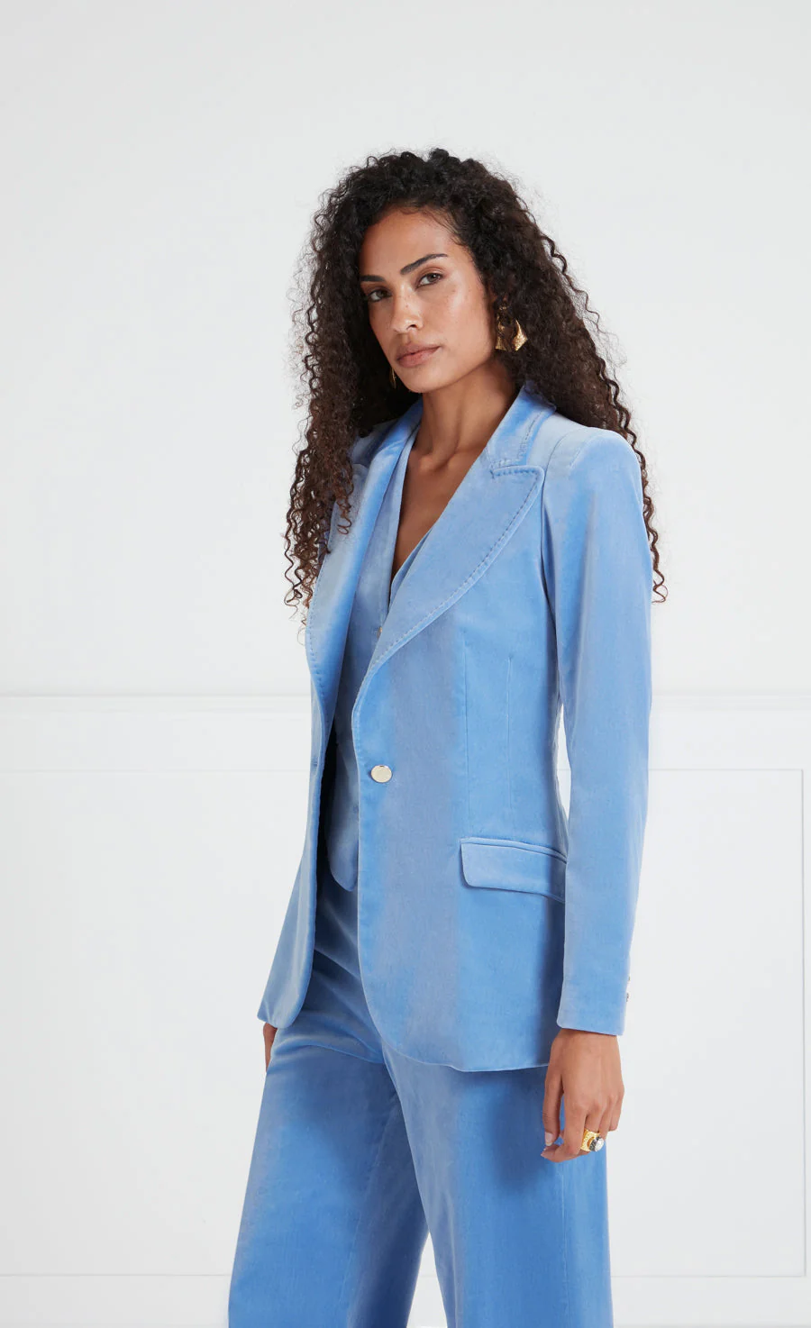 Clove Velvet Jacket - Cornflower - Image 3