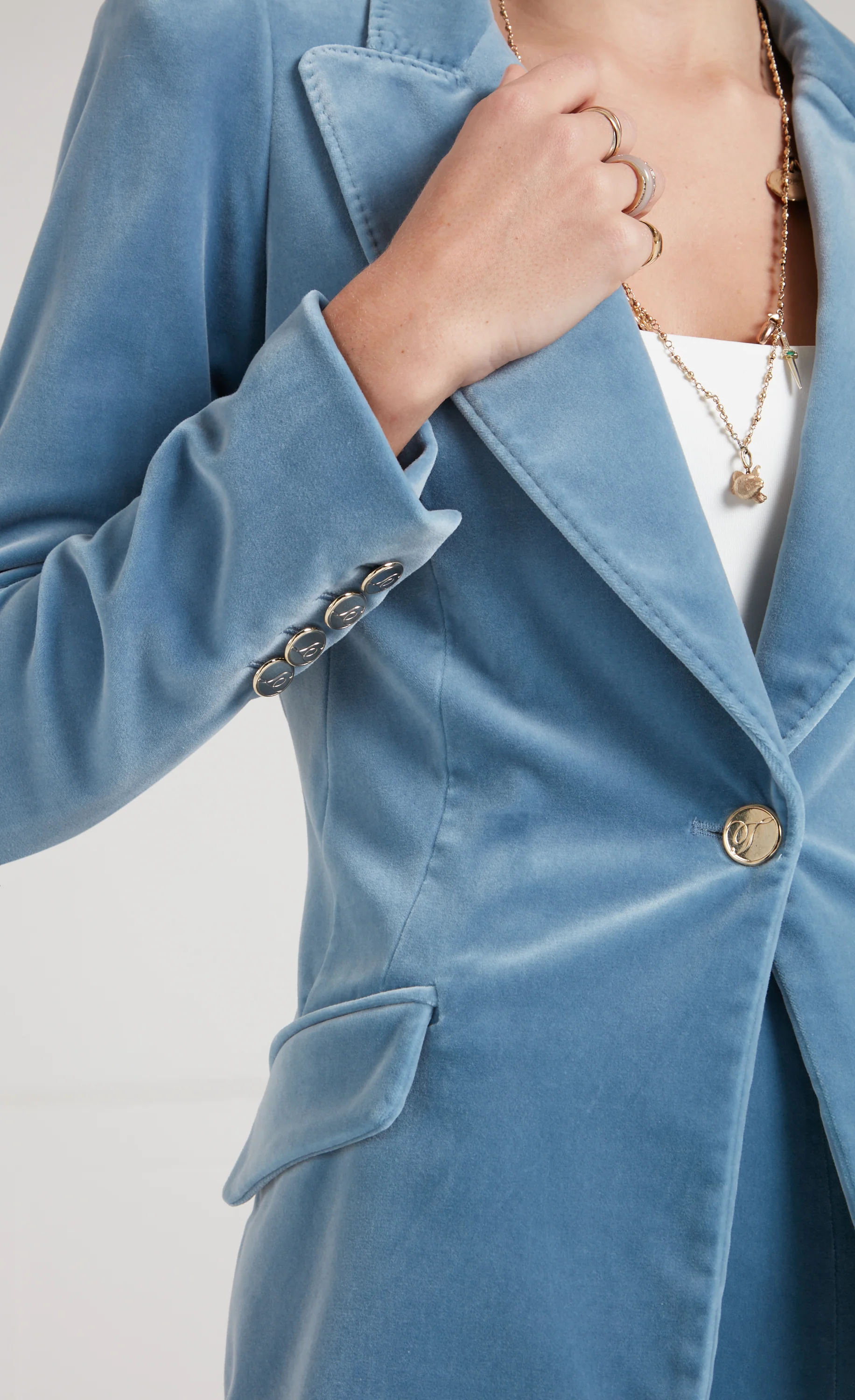 Clove Velvet Jacket - Ice Blue - Image 6