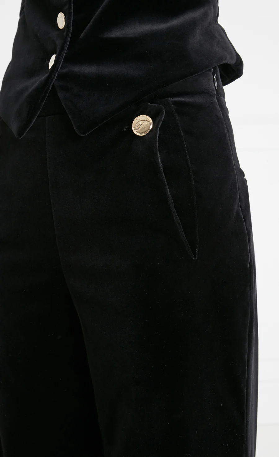 Clove Velvet Waisted Trousers - Black - Image 5