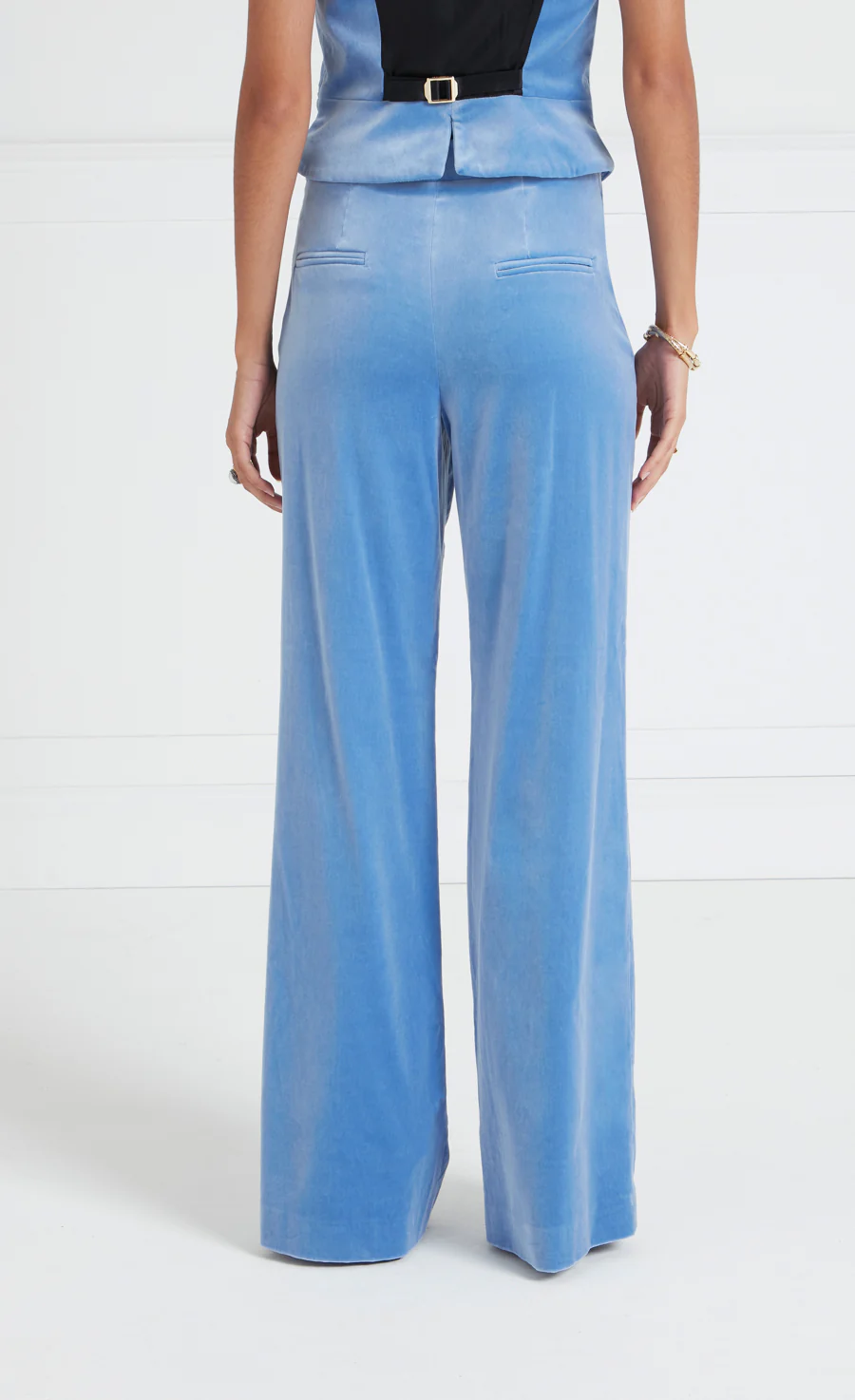 Clove Velvet Waisted Trousers - Cornflower - Image 4