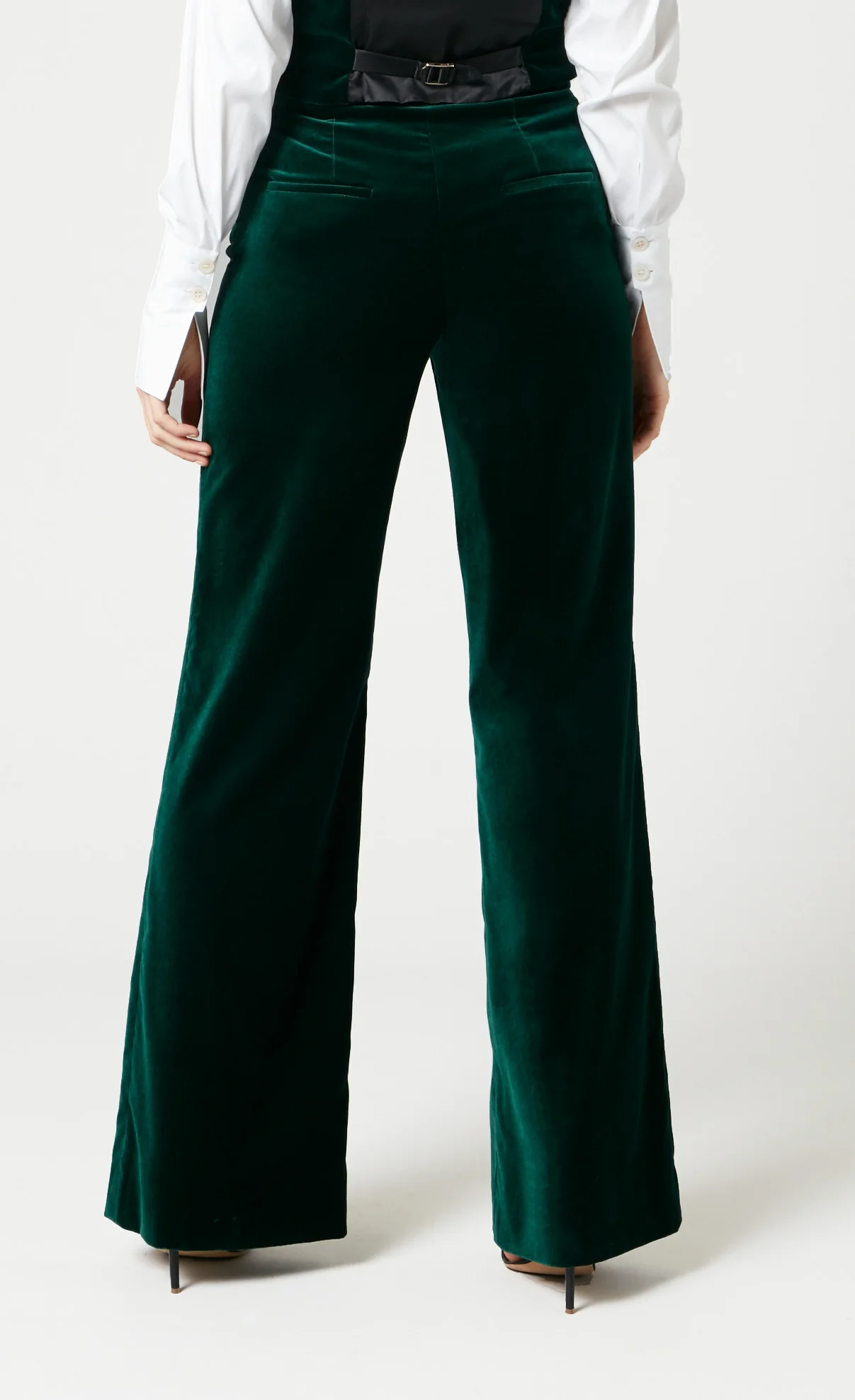 Clove Velvet Waisted Trousers - Emerald - Image 4