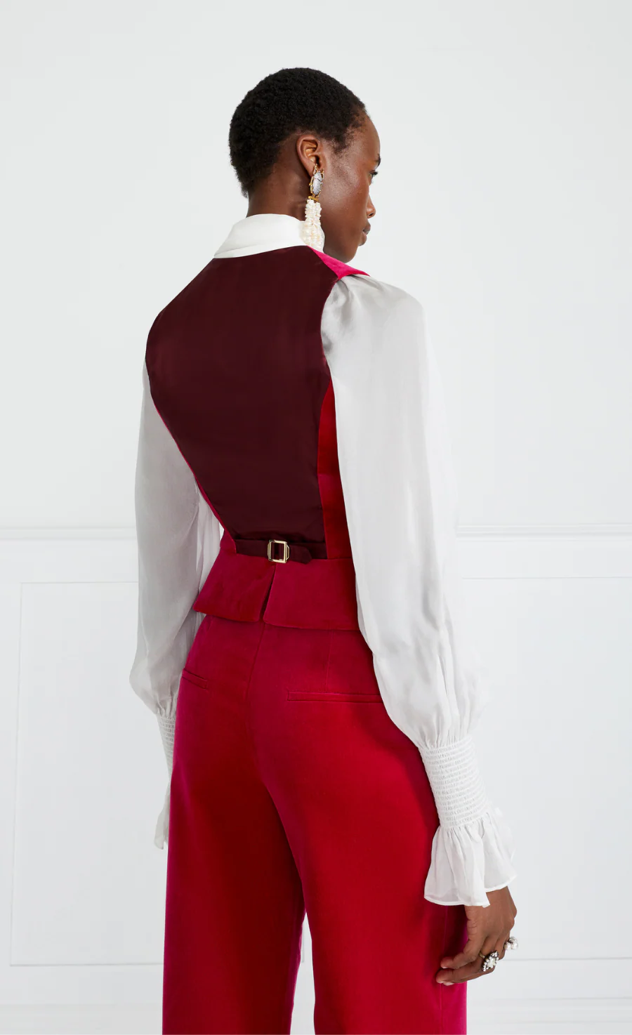 Clove Velvet Waistcoat - Hot Pink - Image 4