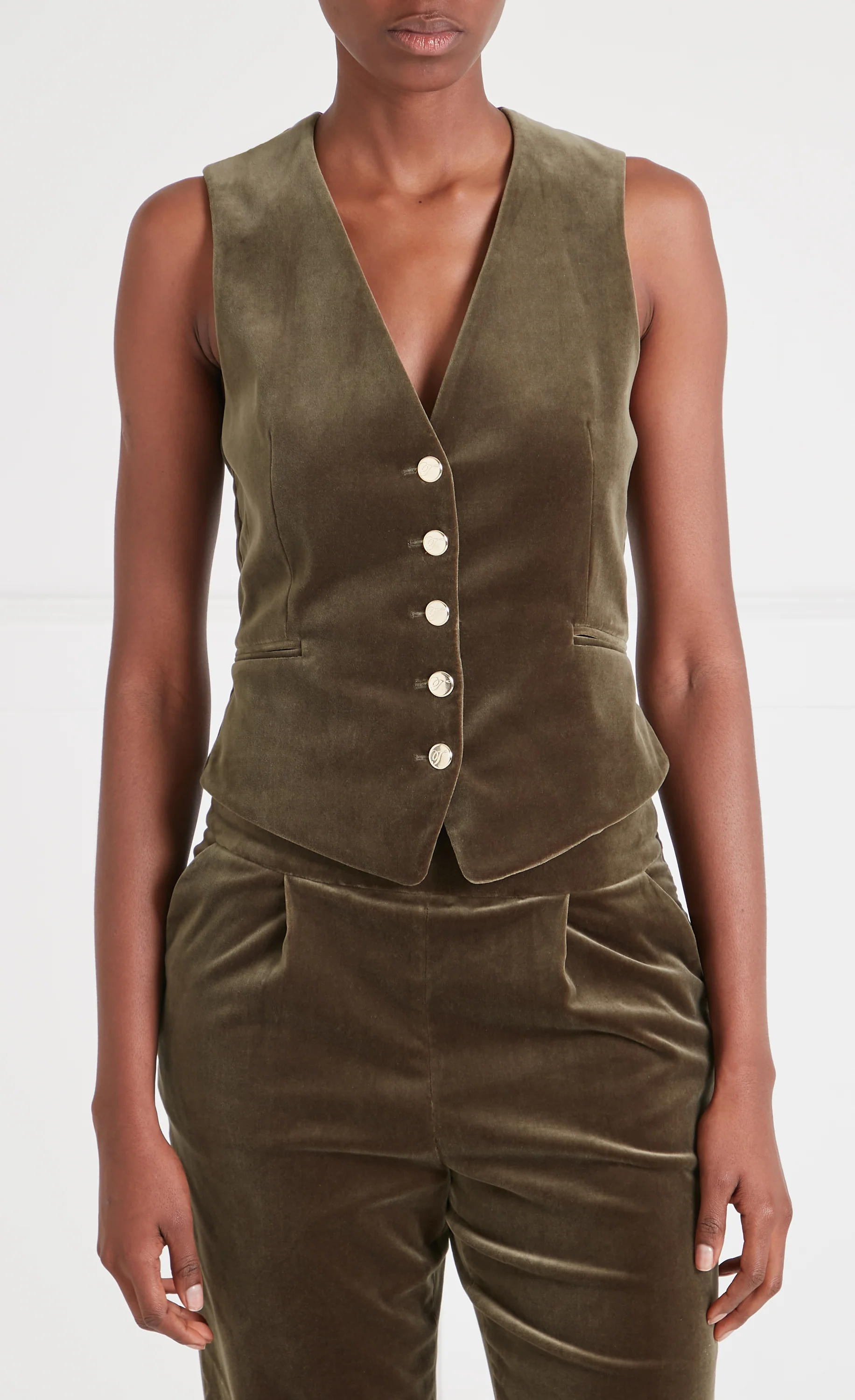 Clove Velvet Waistcoat - Militare - Image 2