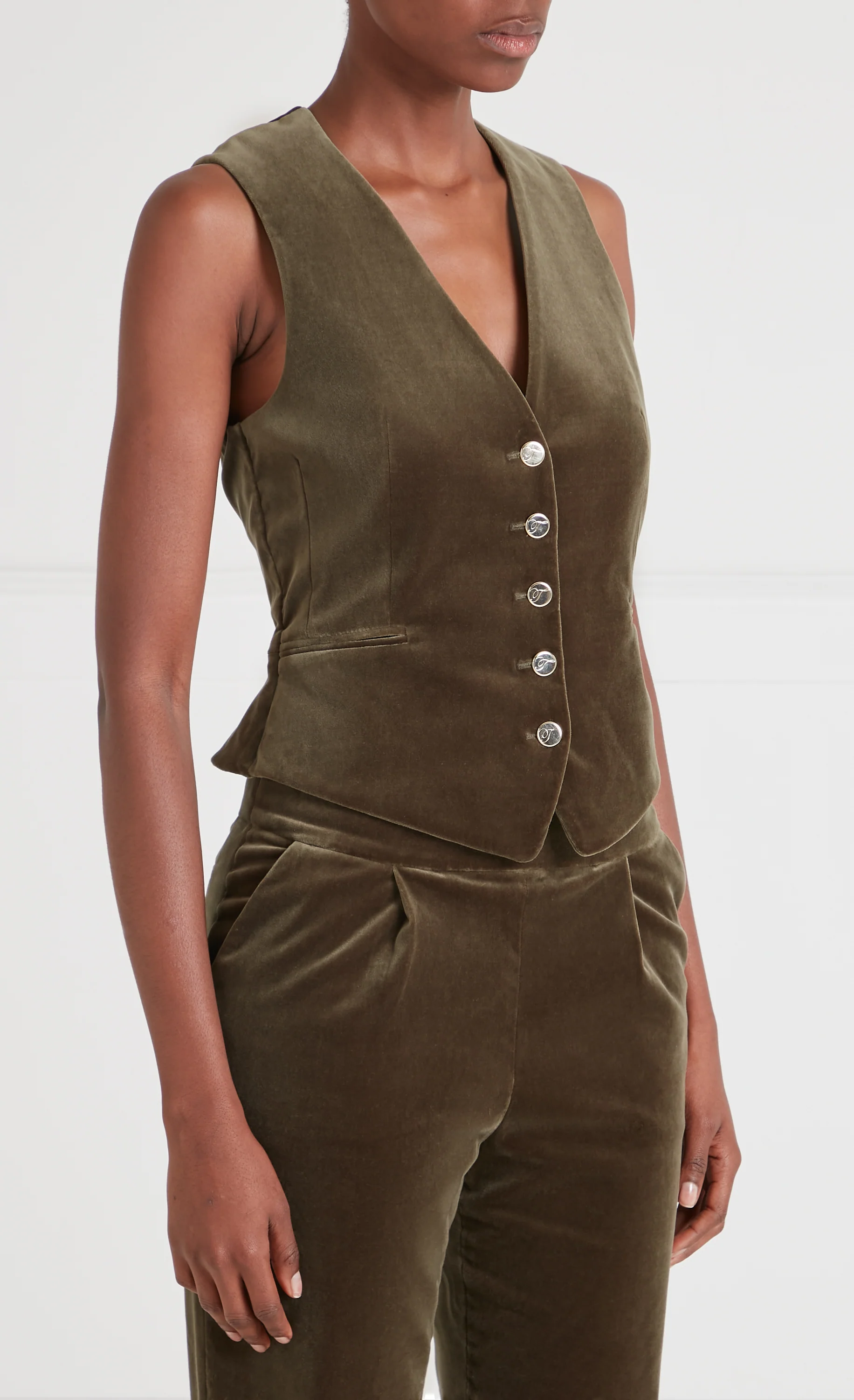 Clove Velvet Waistcoat - Militare - Image 3