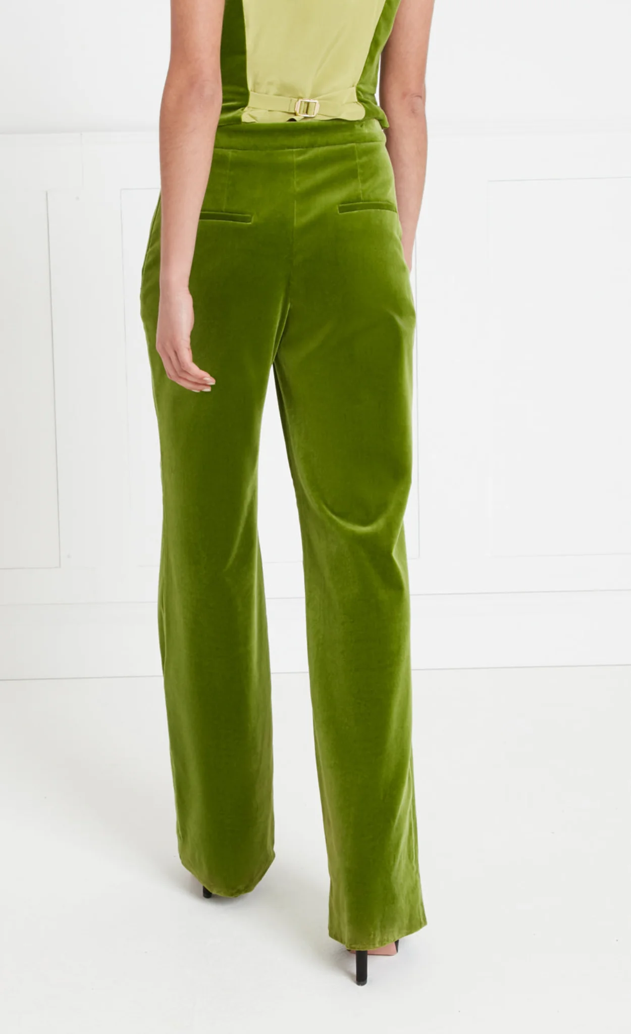 Clove Velvet Waisted Trousers - Chartreuse - Image 4