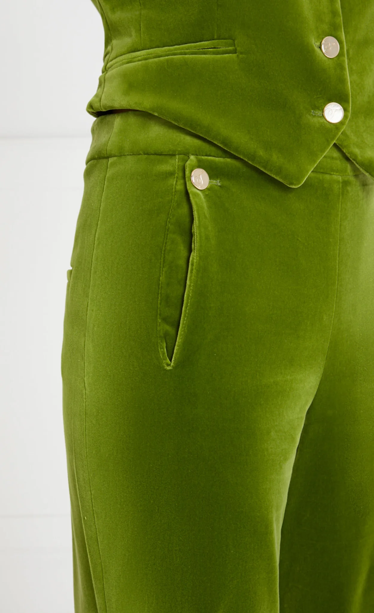 Clove Velvet Waisted Trousers - Chartreuse - Image 5