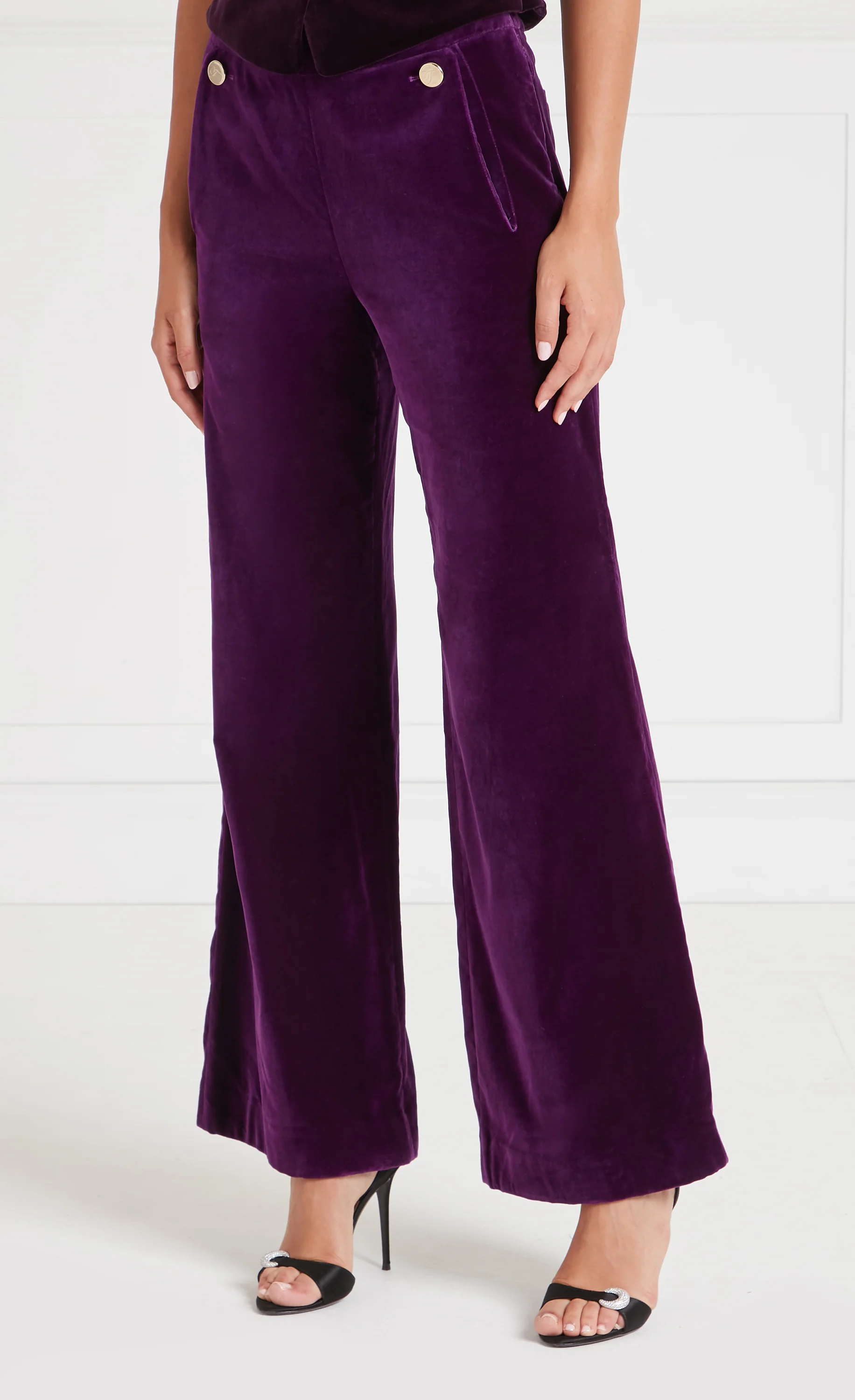 Clove Velvet Waisted Trousers - Dark Amethyst - Image 2