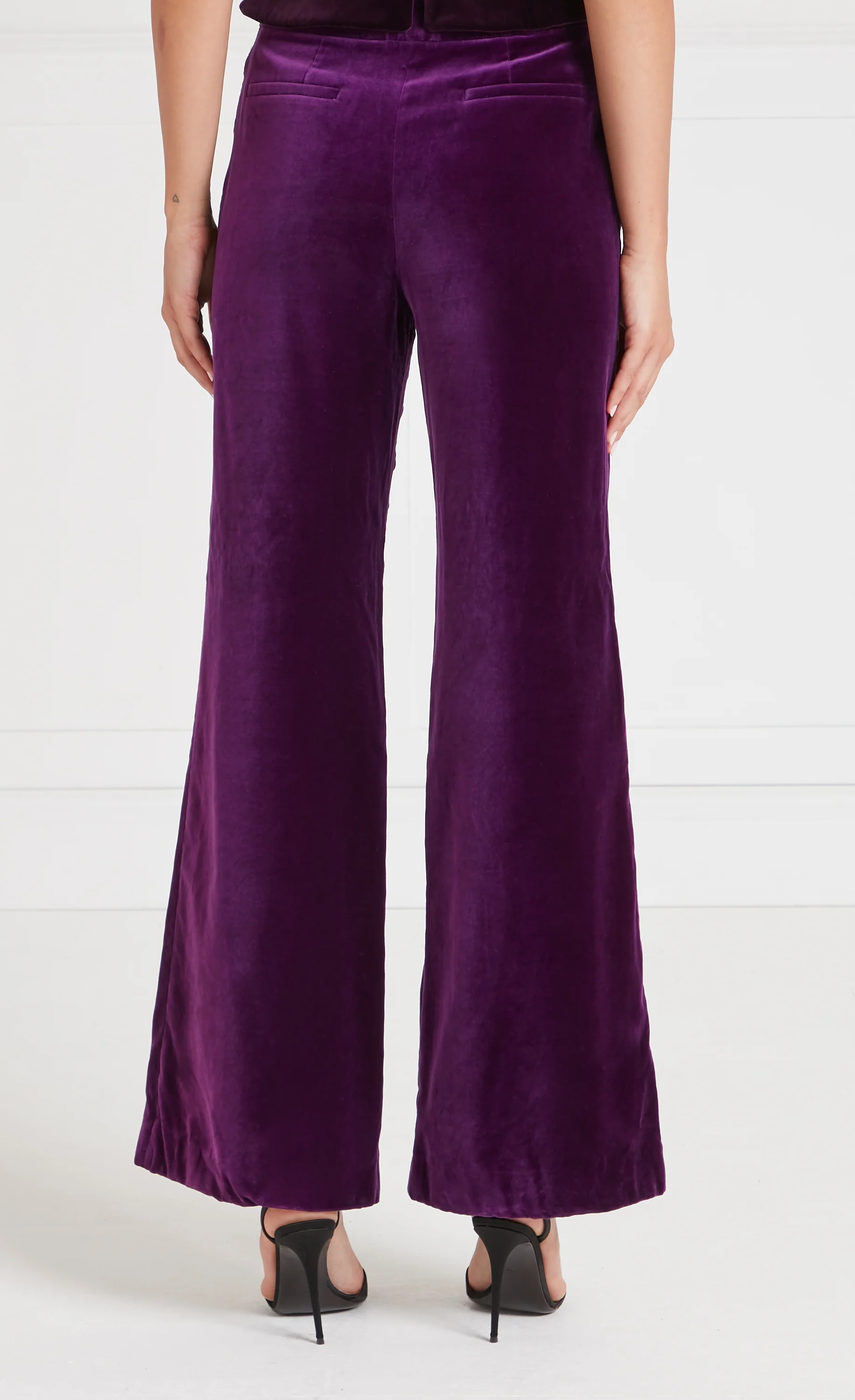Clove Velvet Waisted Trousers - Dark Amethyst - Image 3