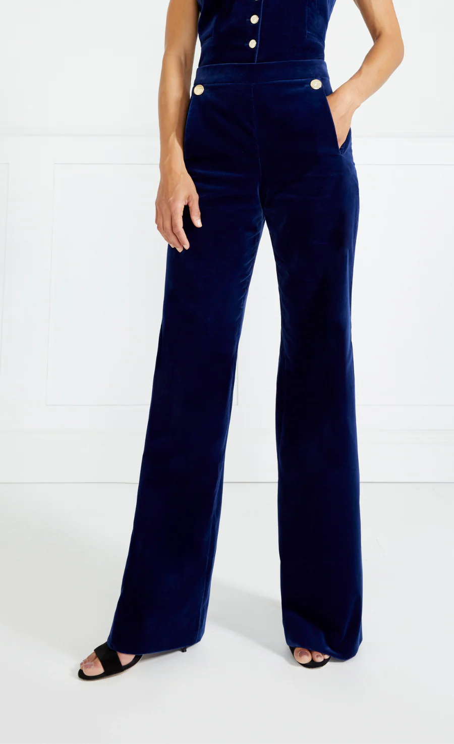 Clove Velvet Waisted Trousers - Dark Sapphire - Image 3