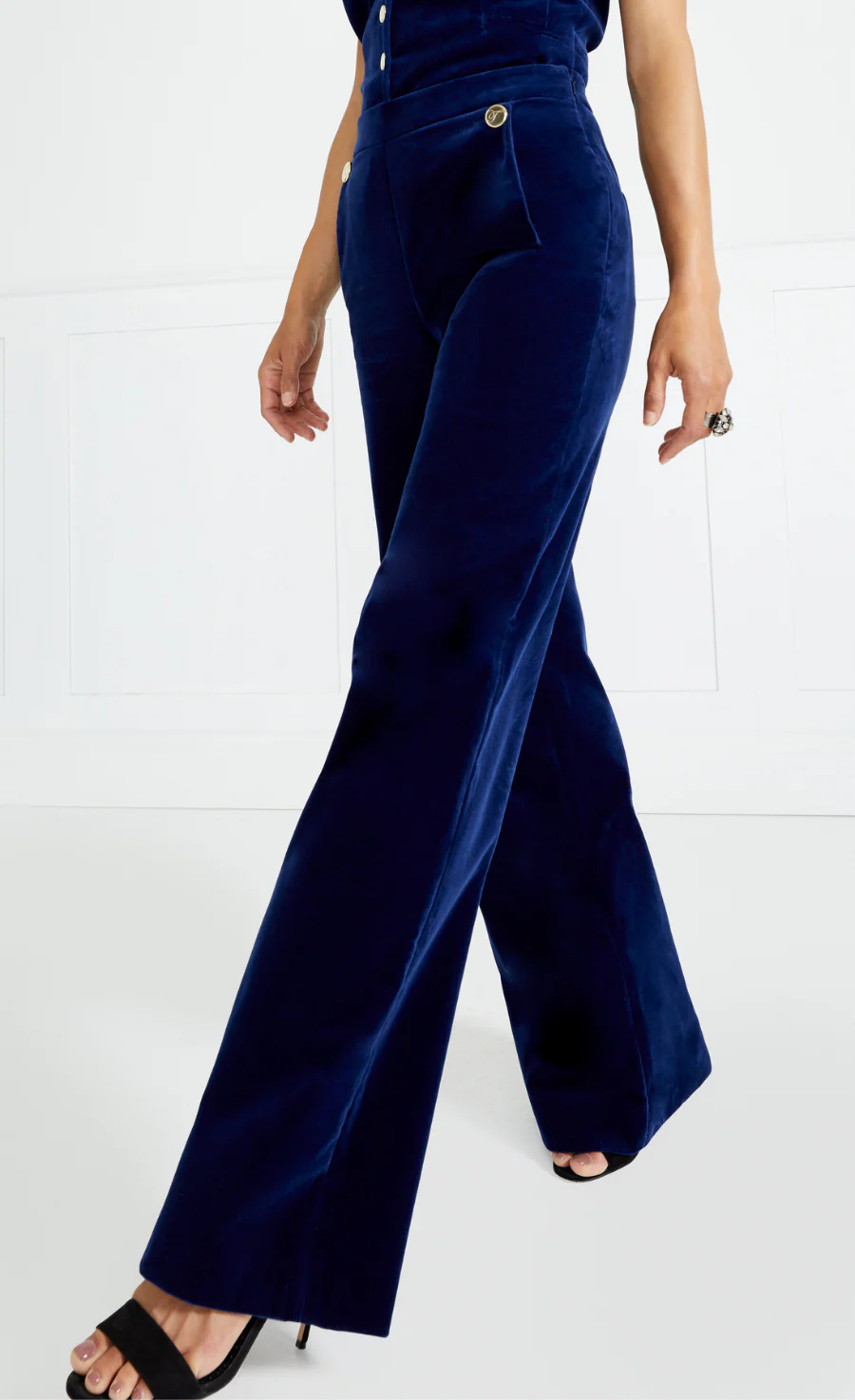 Clove Velvet Waisted Trousers - Dark Sapphire - Image 6