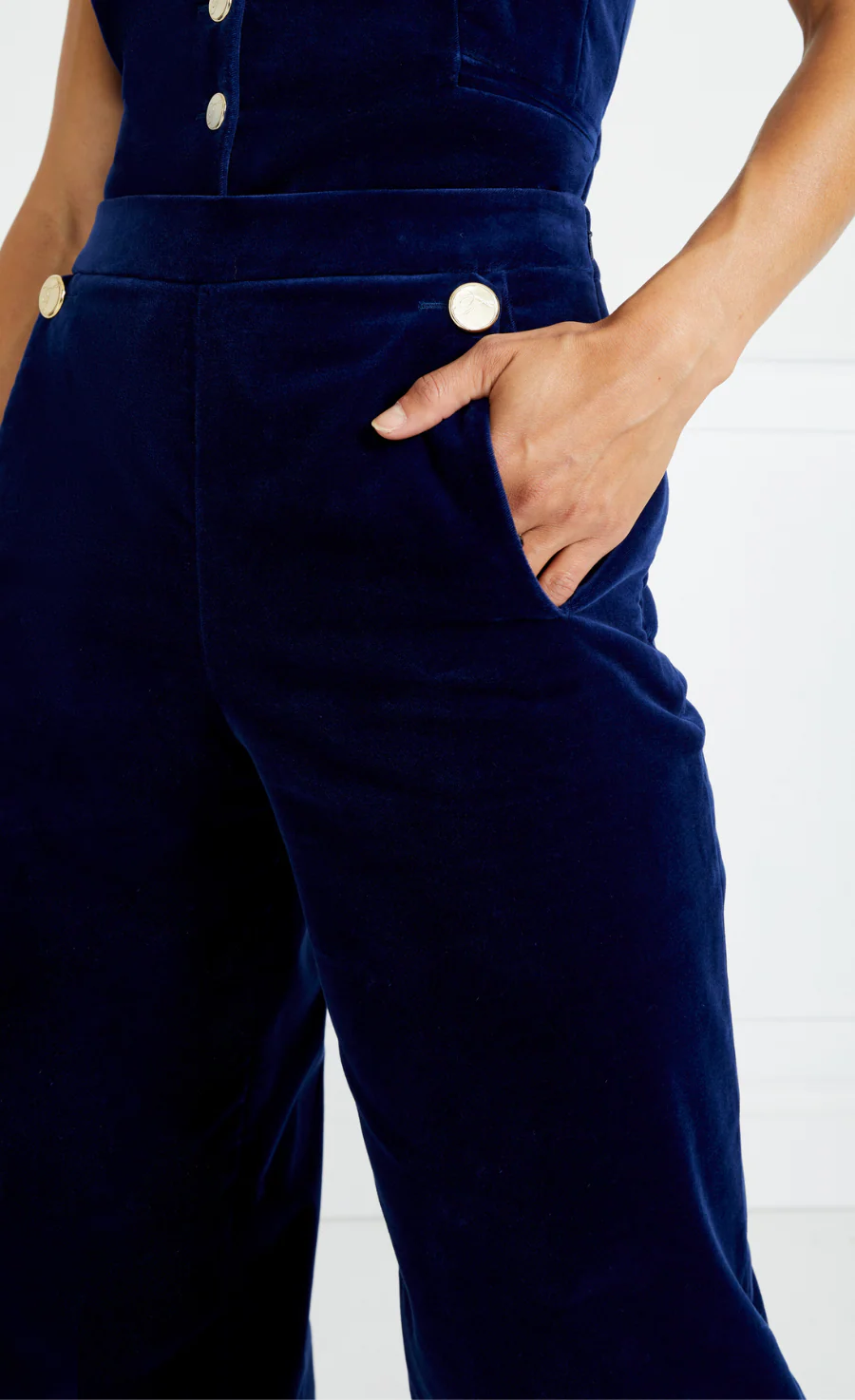 Clove Velvet Waisted Trousers - Dark Sapphire - Image 7