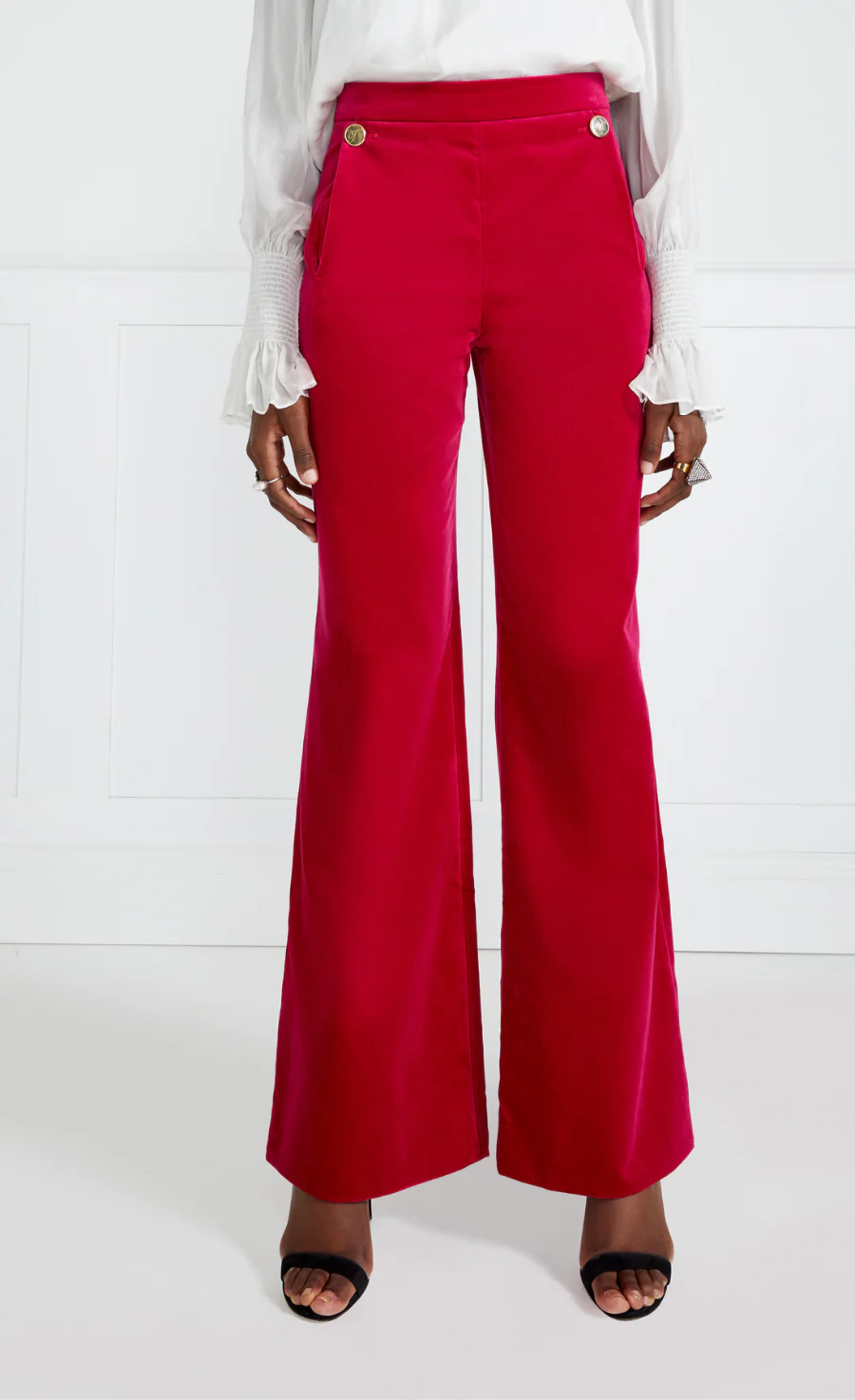 Clove Velvet Waisted Trousers - Hot Pink - Image 3
