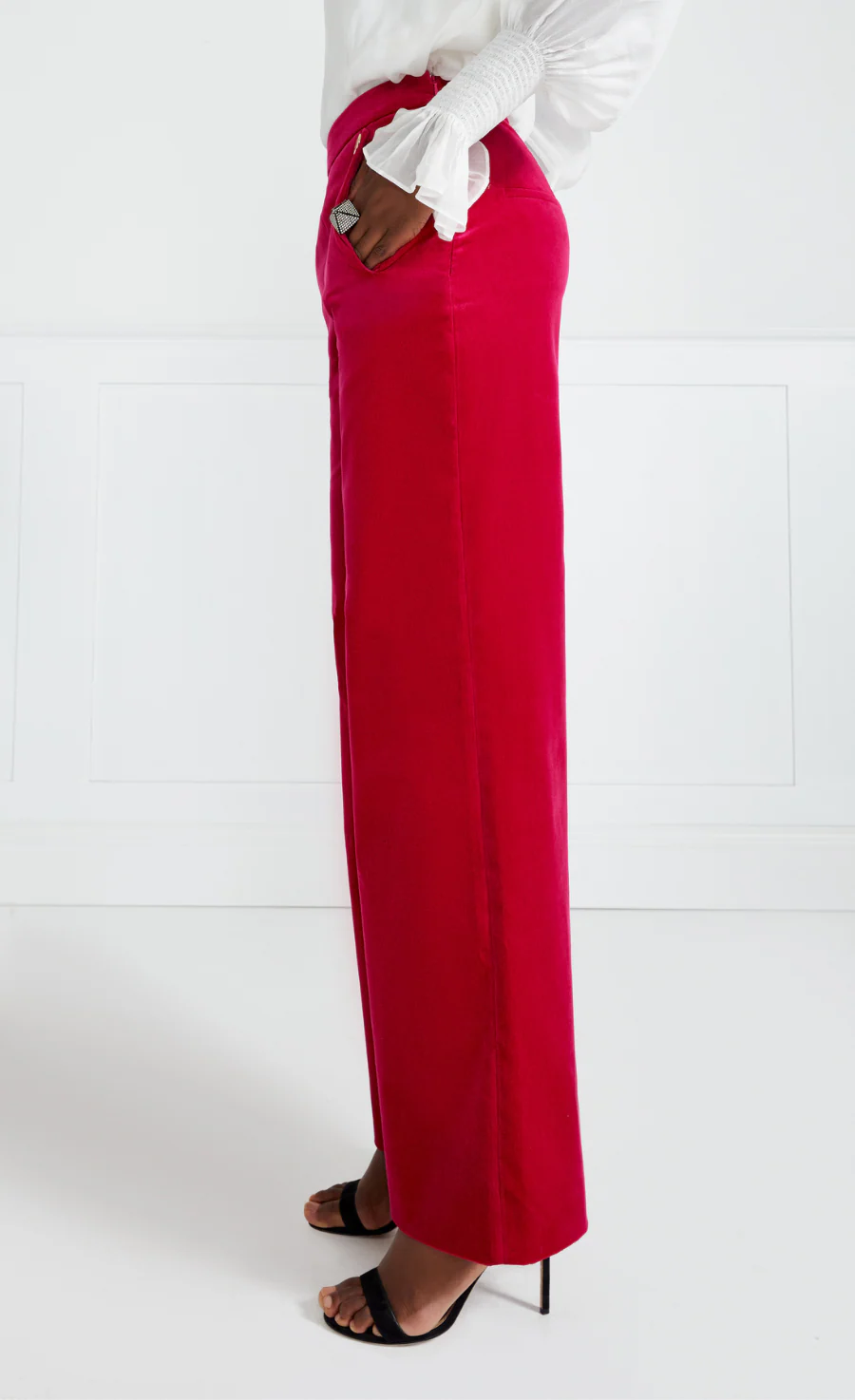 Clove Velvet Waisted Trousers - Hot Pink - Image 4