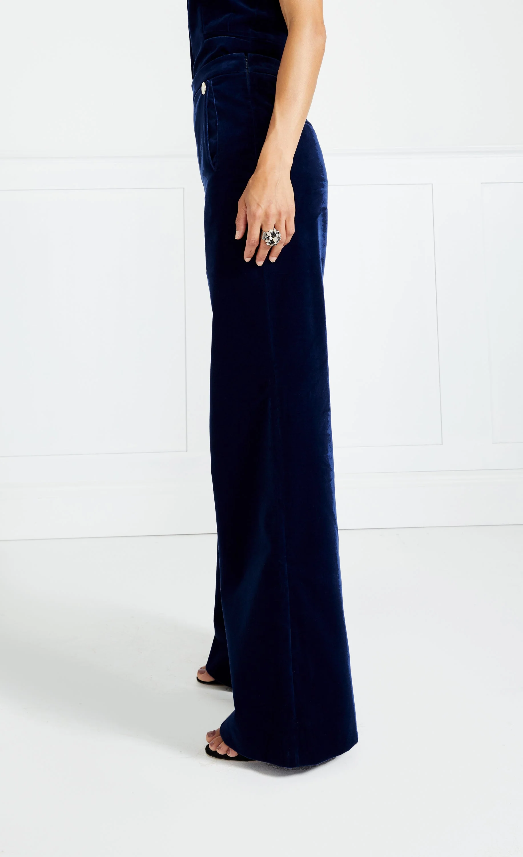 Clove Velvet Waisted Trousers - Ink - Image 6