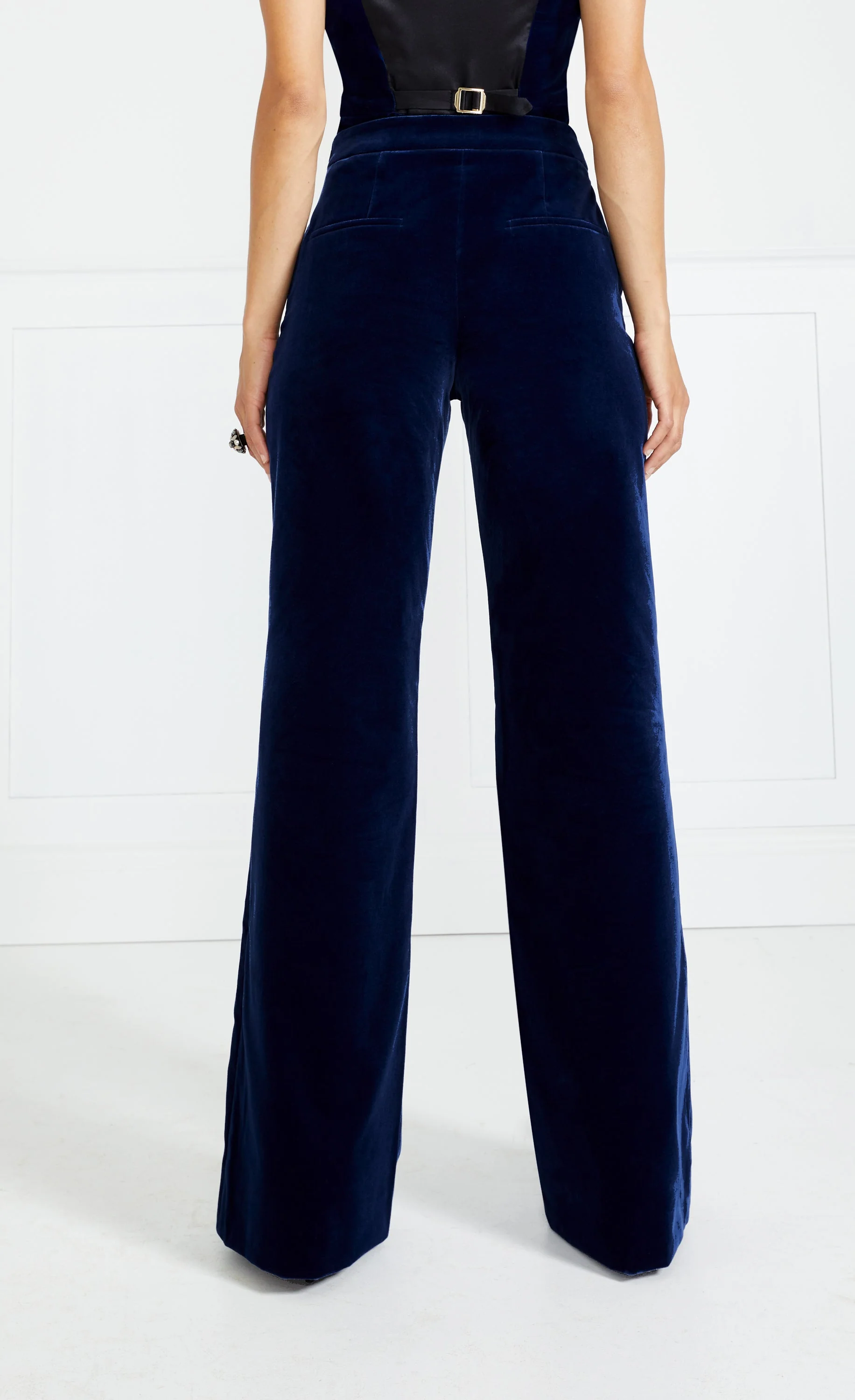 Clove Velvet Waisted Trousers - Ink - Image 7