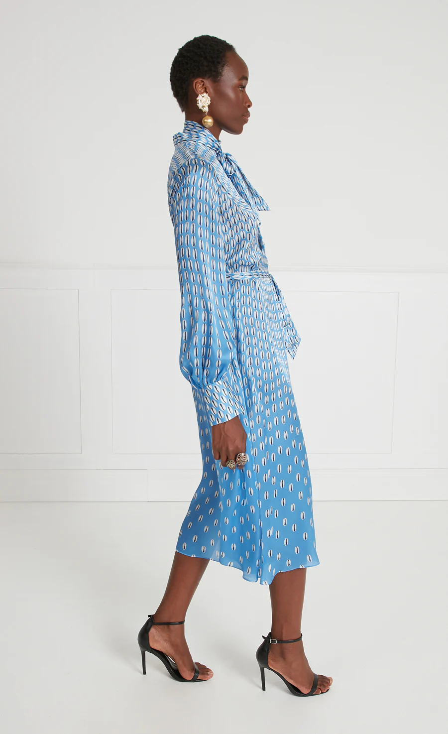 Cowrie Print Sleeved Dress - Cornflower - Image 3