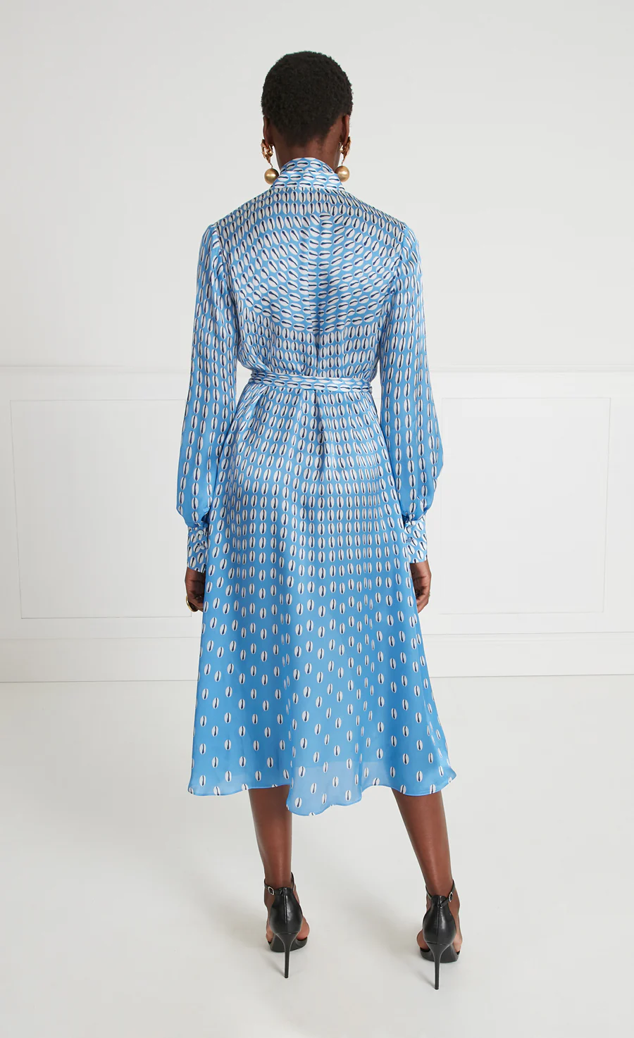 Cowrie Print Sleeved Dress - Cornflower - Image 4