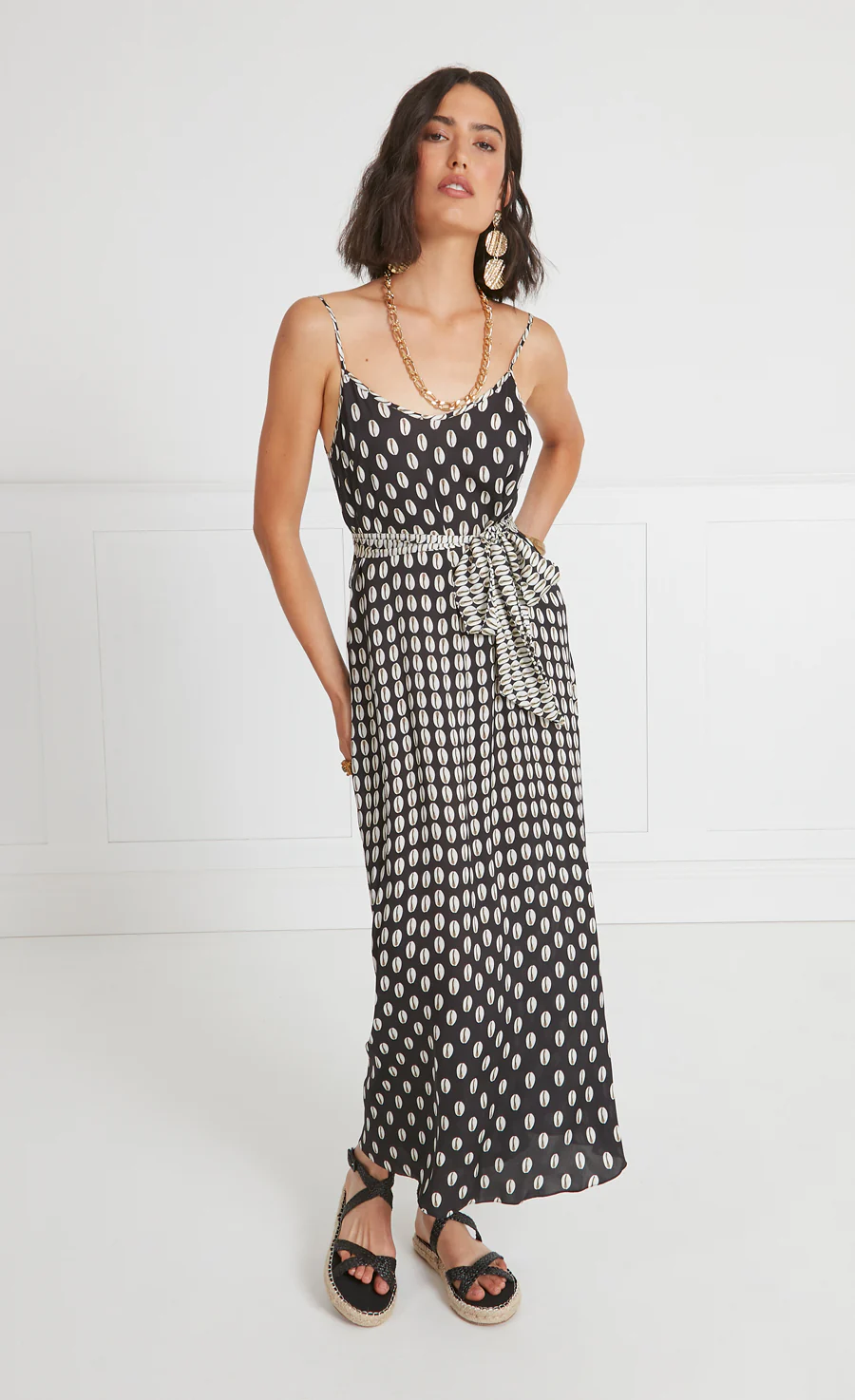 Cowrie Print Slip Dress - Black - Image 2