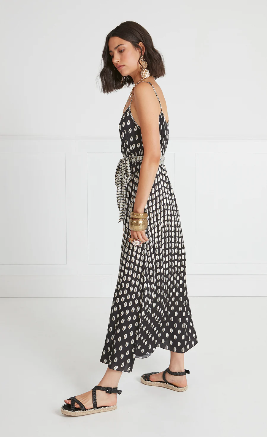 Cowrie Print Slip Dress - Black - Image 3