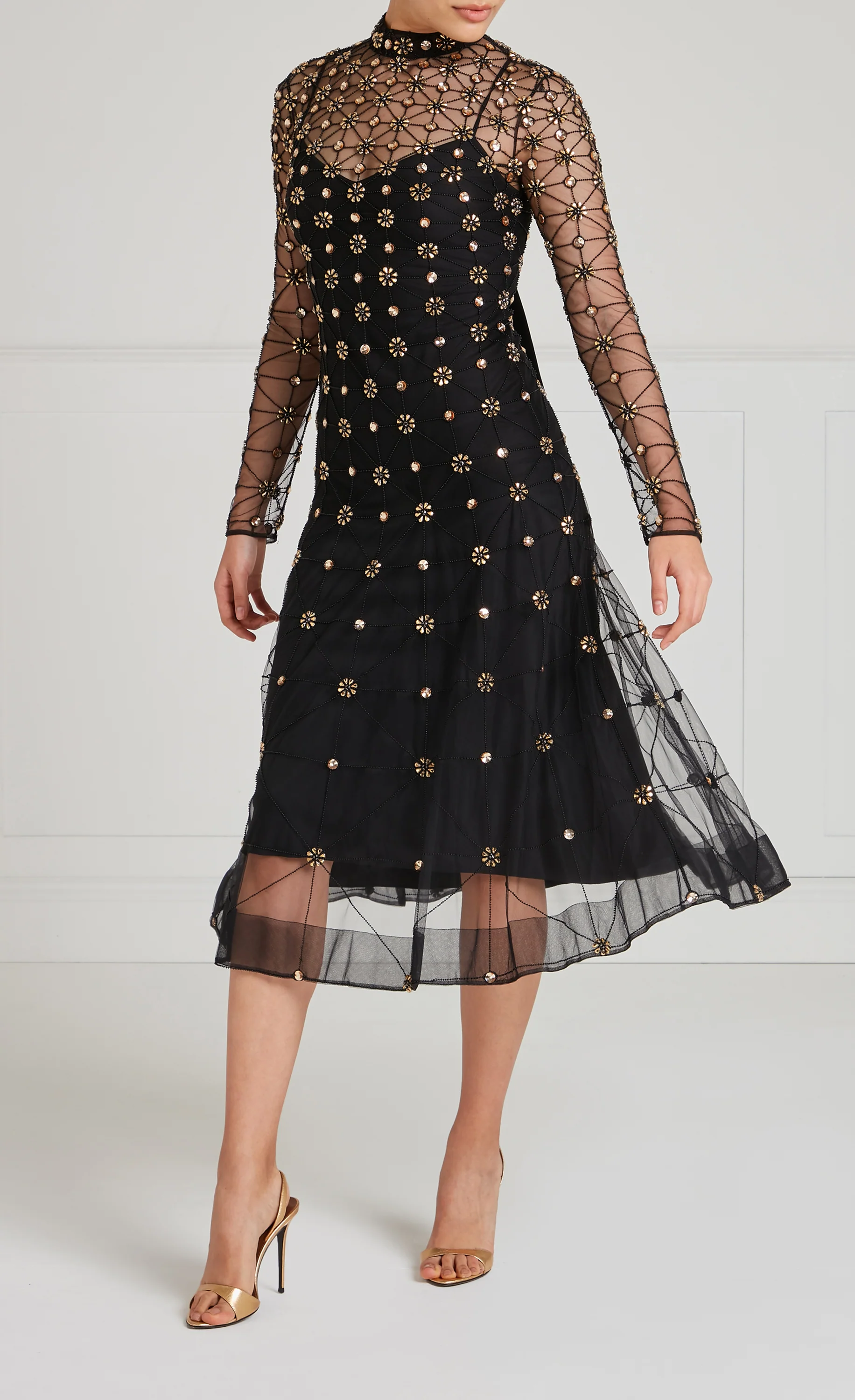 Crossbone Lattice Dress - Black & Gold - Image 3
