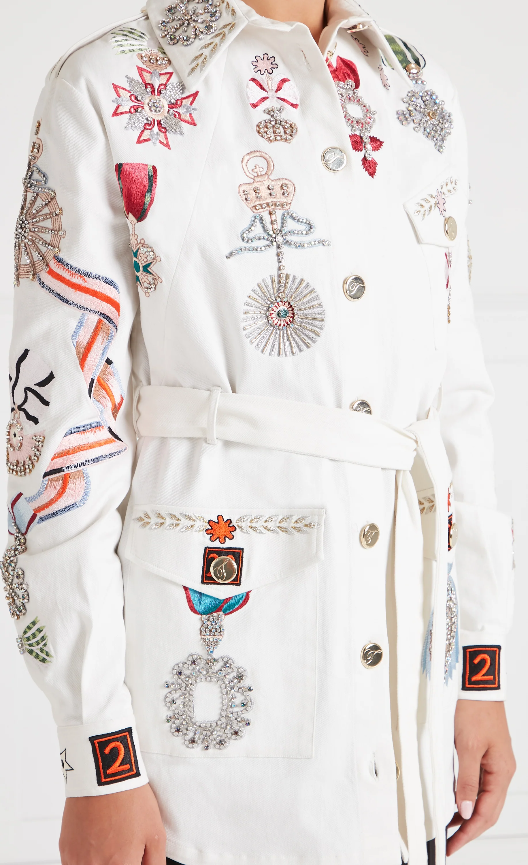 Diamantine Shirt Jacket - Cream - Image 4