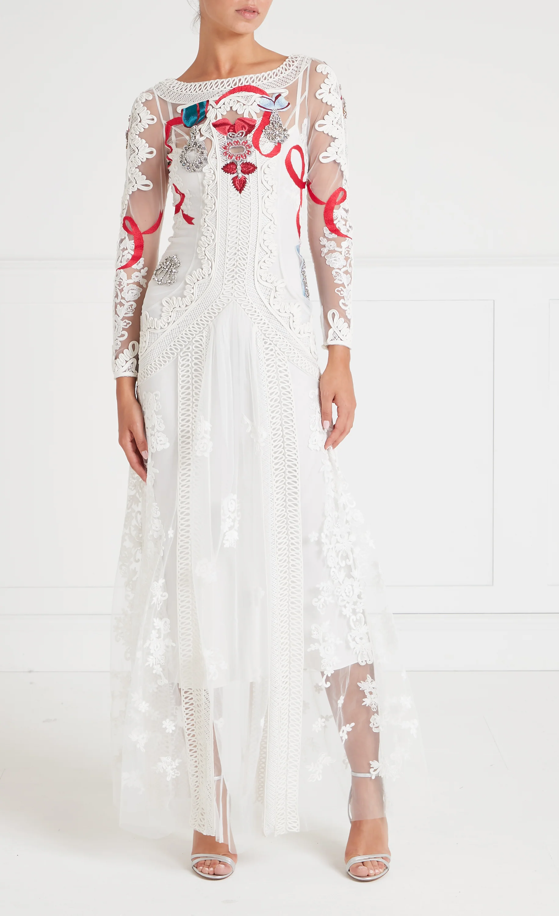 Diamantine Tattoo Dress - Cream - Image 2