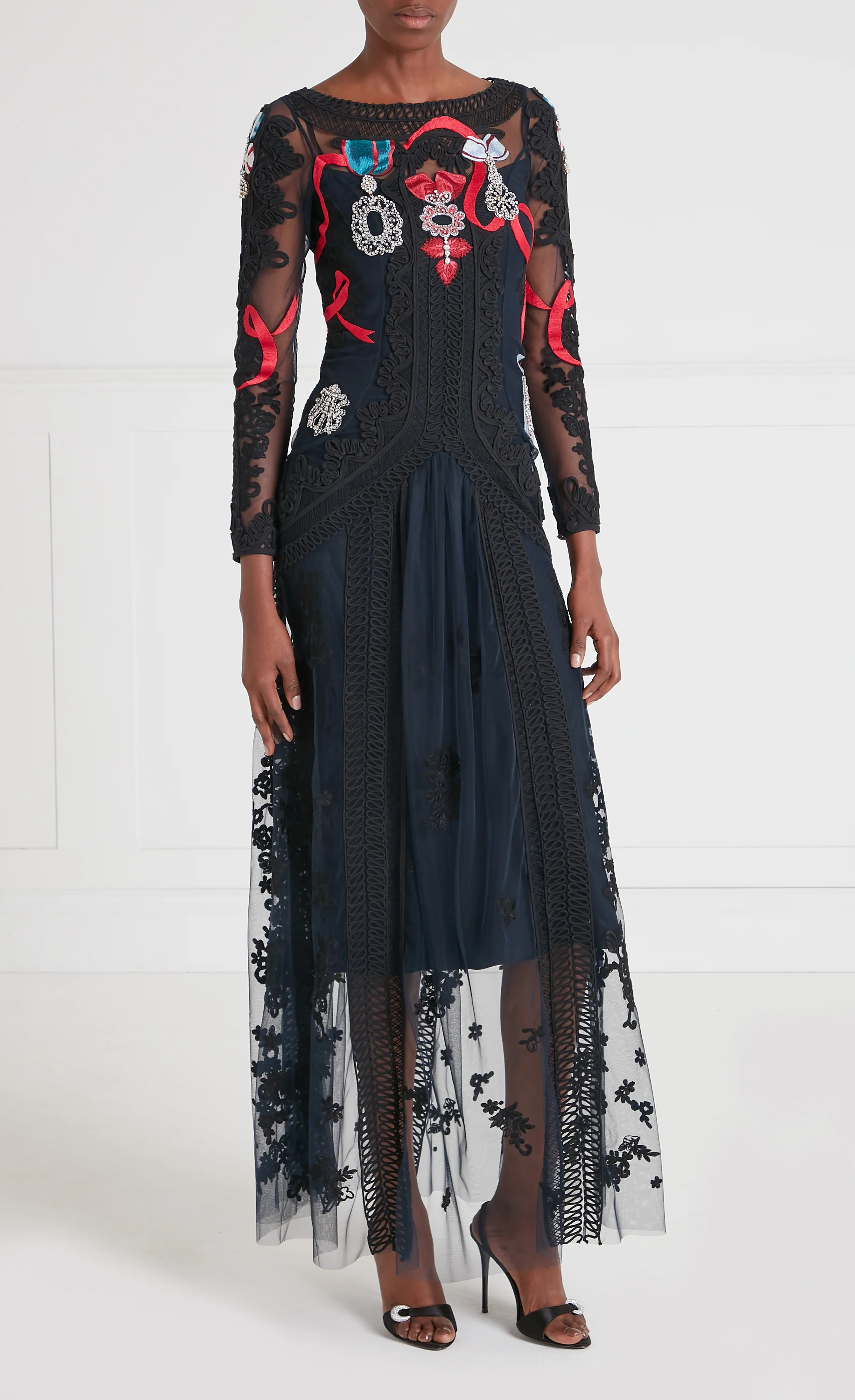 Diamantine Tattoo Dress - Navy - Image 2