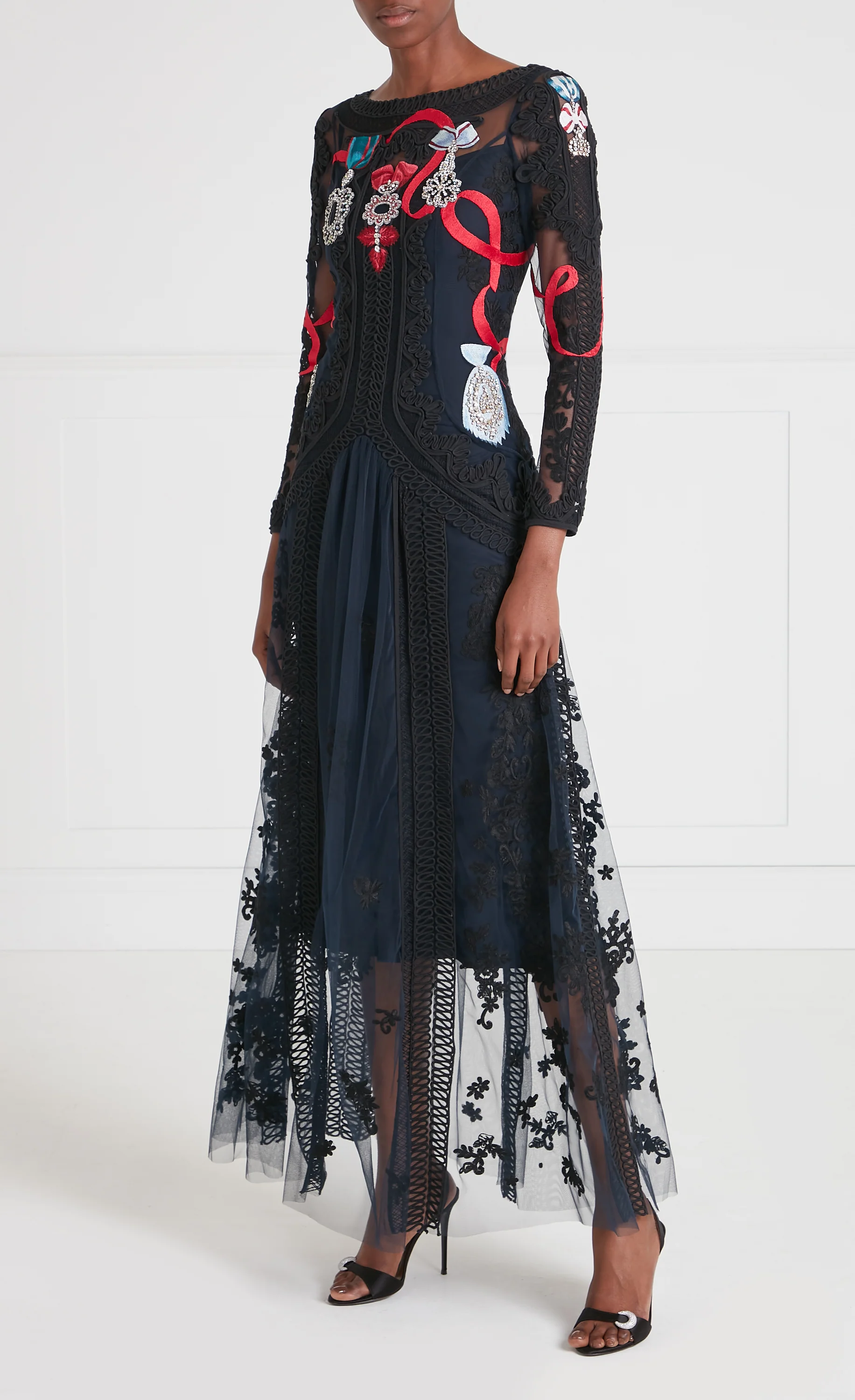 Diamantine Tattoo Dress - Navy - Image 3