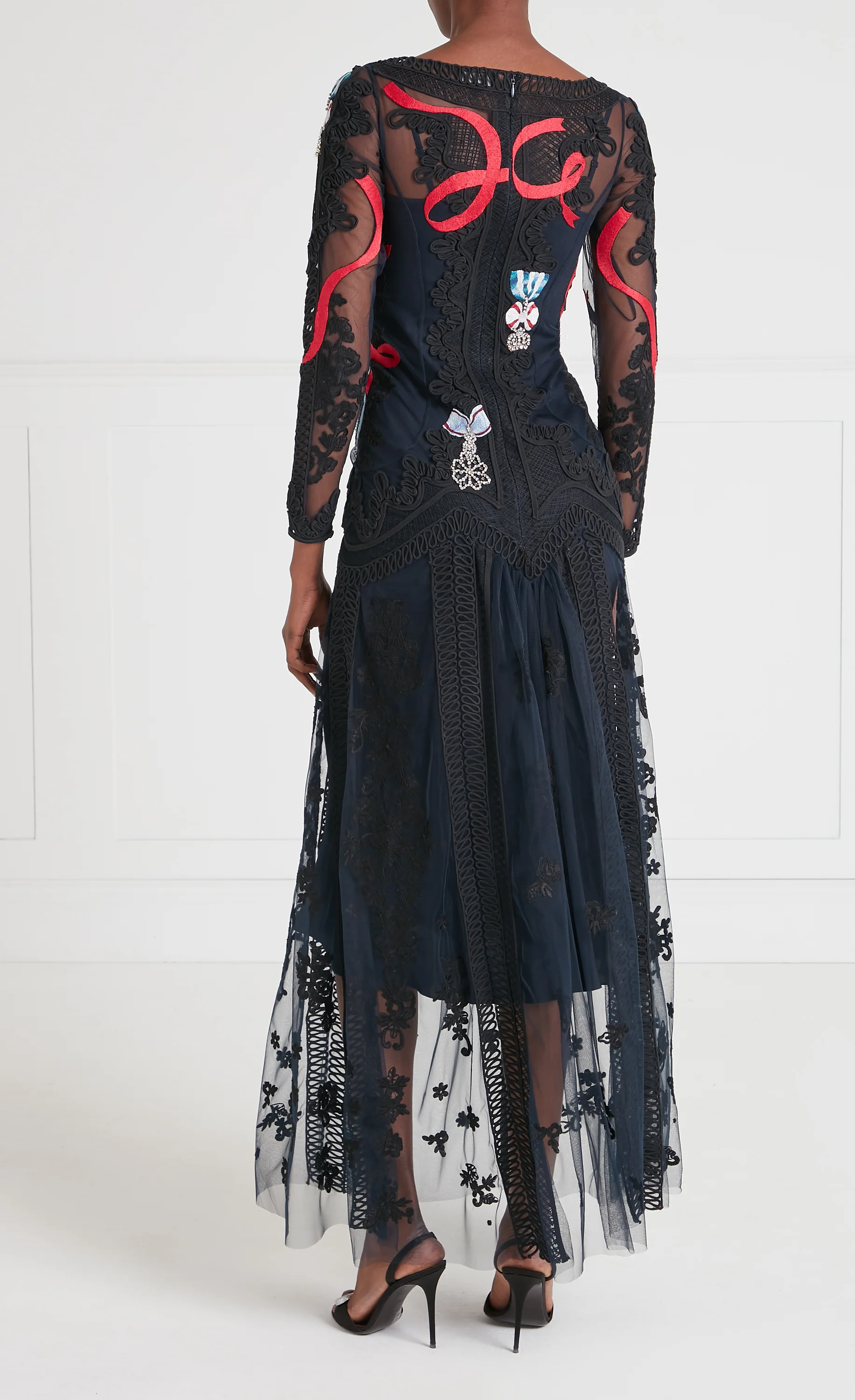 Diamantine Tattoo Dress - Navy - Image 4
