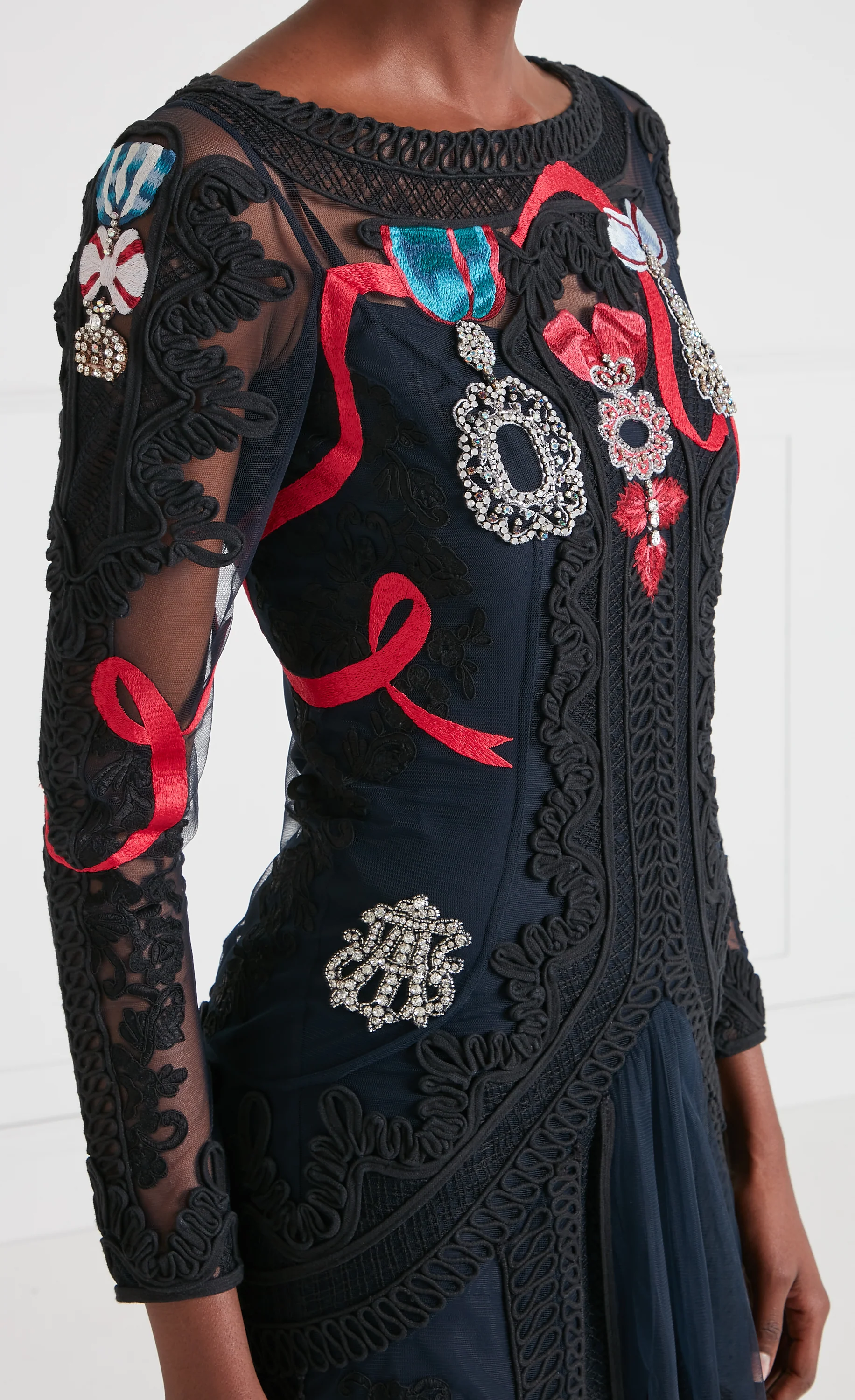 Diamantine Tattoo Dress - Navy - Image 5