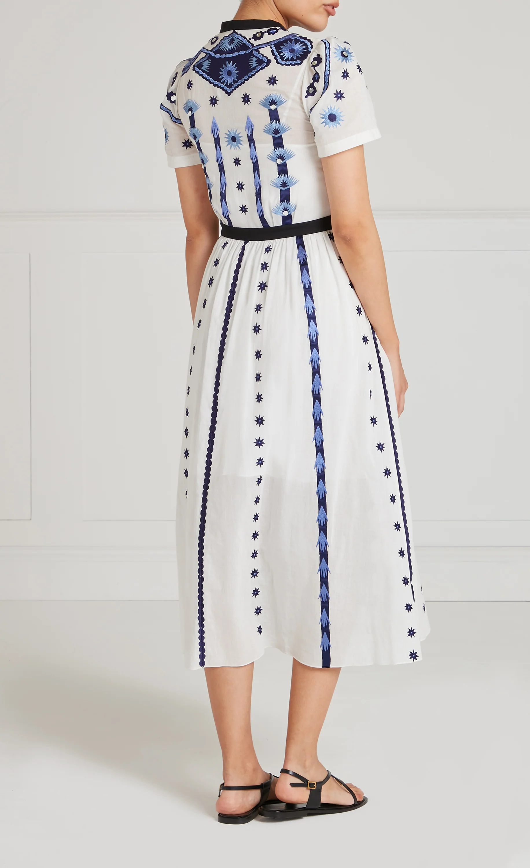 Edith Shirt Dress - White & Blue - Image 4