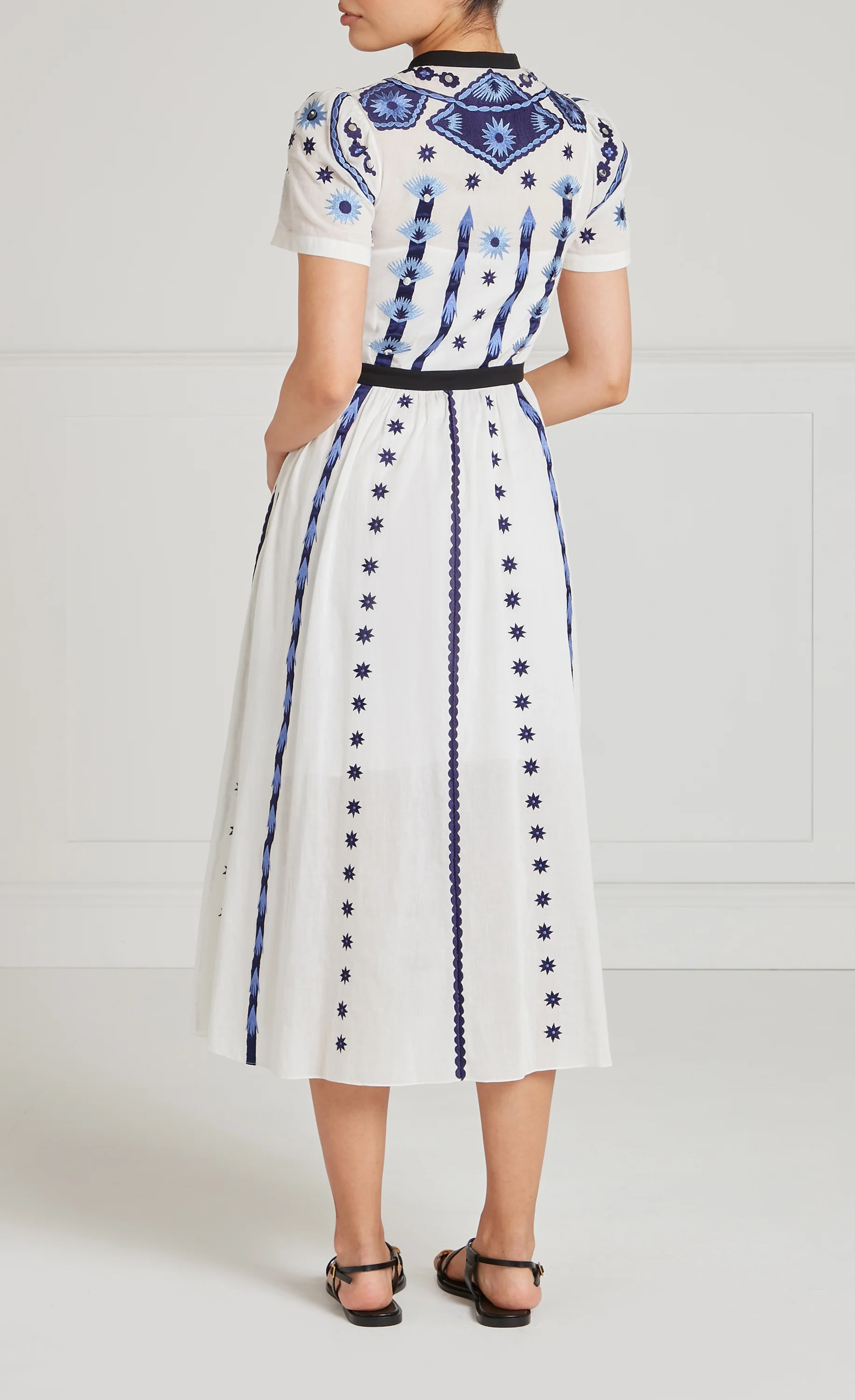 Edith Shirt Dress - White & Blue - Image 5