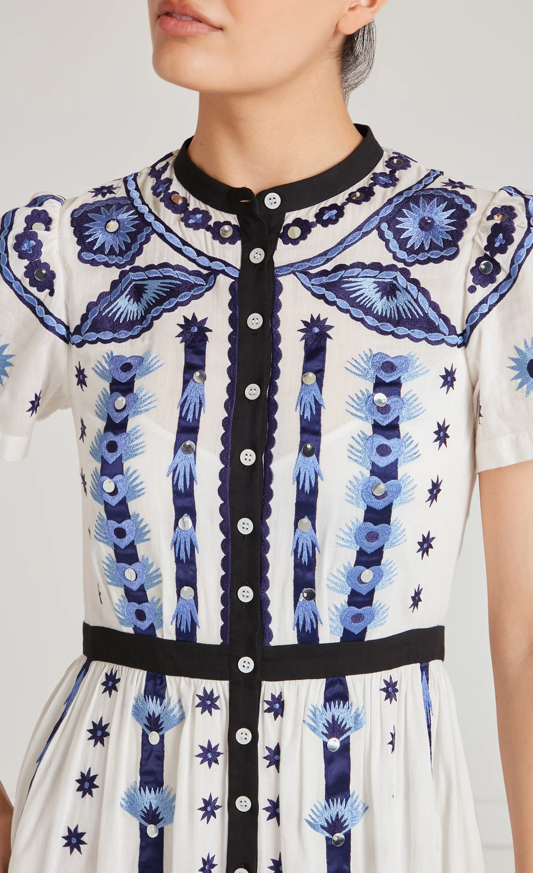 Edith Shirt Dress - White & Blue - Image 6